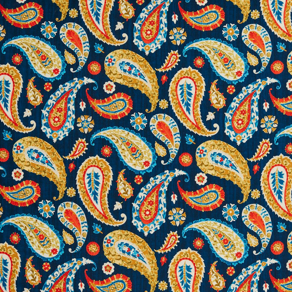Upholstery Fabric - Blue,Red & Burgundy Paisley Upholstery Fabric 54 Inches"
