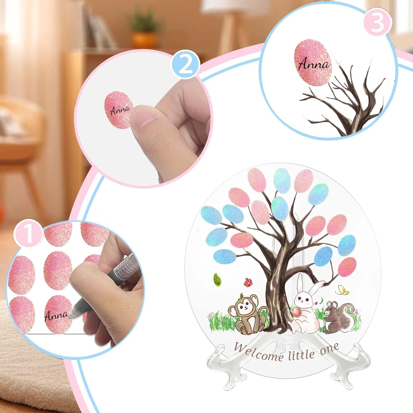 Gender Reveal Fingerprint Tree&#xFF0C; Boy or Girl Gender Reveal Party Game,Baby Shower Guest Book Party Ideas, Gender Reveal Acrylic Keepsake