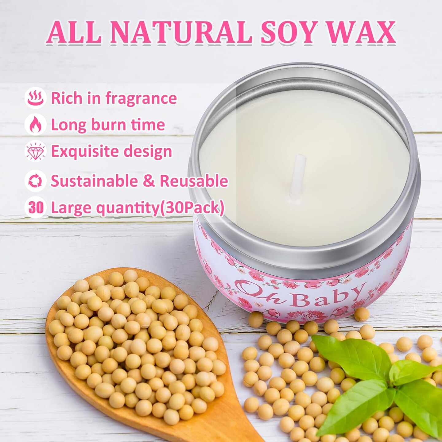 30 Pack Baby Shower Party Favors Candles Lavender Scented, Baby Shower Favors for Guests Prizes, Girl Boy Gender Reveal Party Gifts Decorations