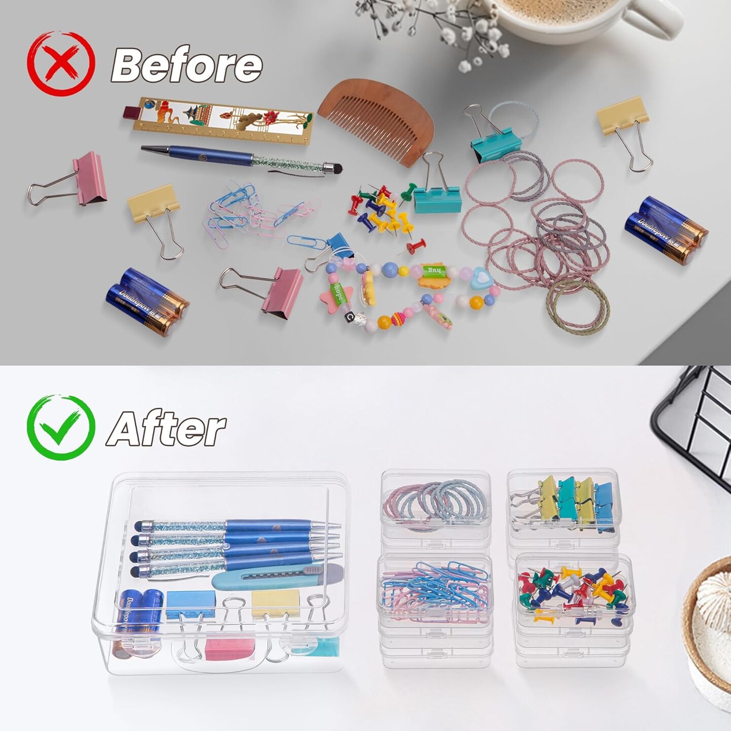Small Bead Jewelry Organizers and Storage, 12 Clear Plastic Boxes with Hinged Lids, for Beads, Jewelry Making, Crafts, Hardware, Fishing Tackle, Small Parts (32 Labels)