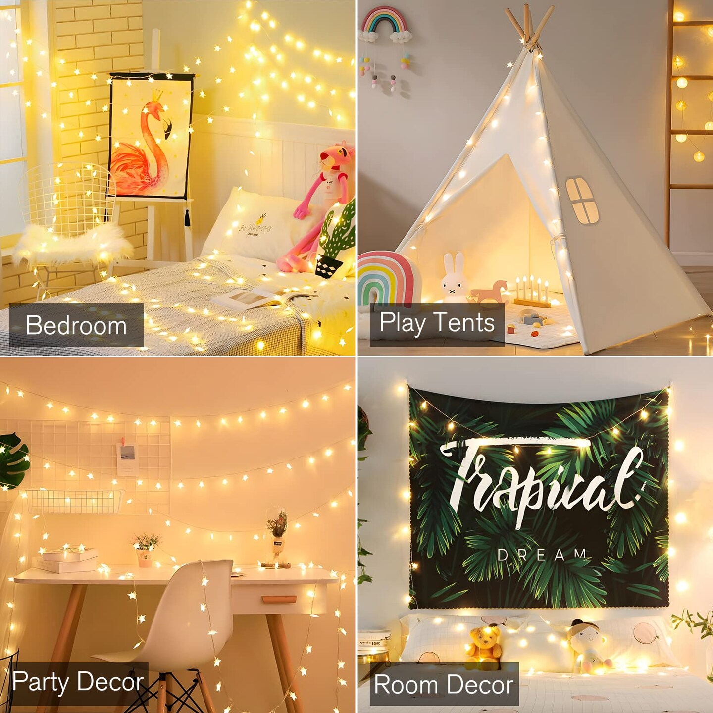 20 LED Star String Lights 10 FT Fairy Christmas Lights Battery Operated for Indoor &#x26; Outdoor, Party, Wedding and Holiday Decorations Warm White