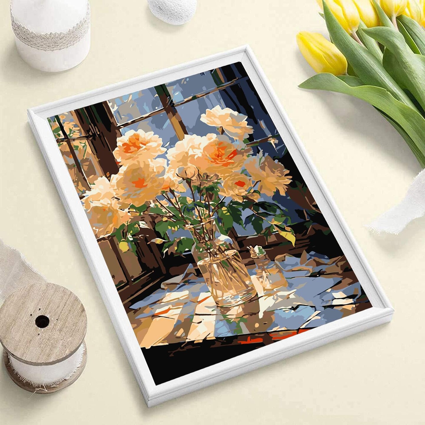 Floral Paint-by-Numbers Kit for Adults (16x20") – Beginner-Friendly DIY Flowers Canvas Painting for Gifts & Home Wall Decor