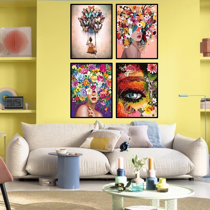 Paint By Numbers Kit - 3 Pack Flower Canvases For Adults & Kids (12x16 Inch)