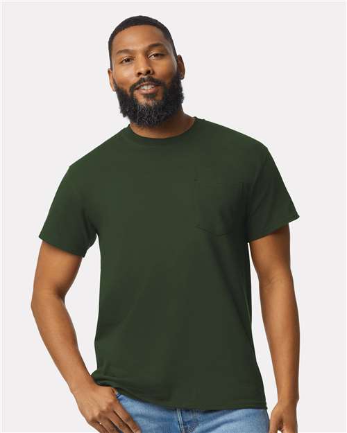 Gildan® Ultra Cotton Short Sleeve Heavyweight Pocket Crewneck T-Shirt 100% Cotton for Crafting Utility Tee