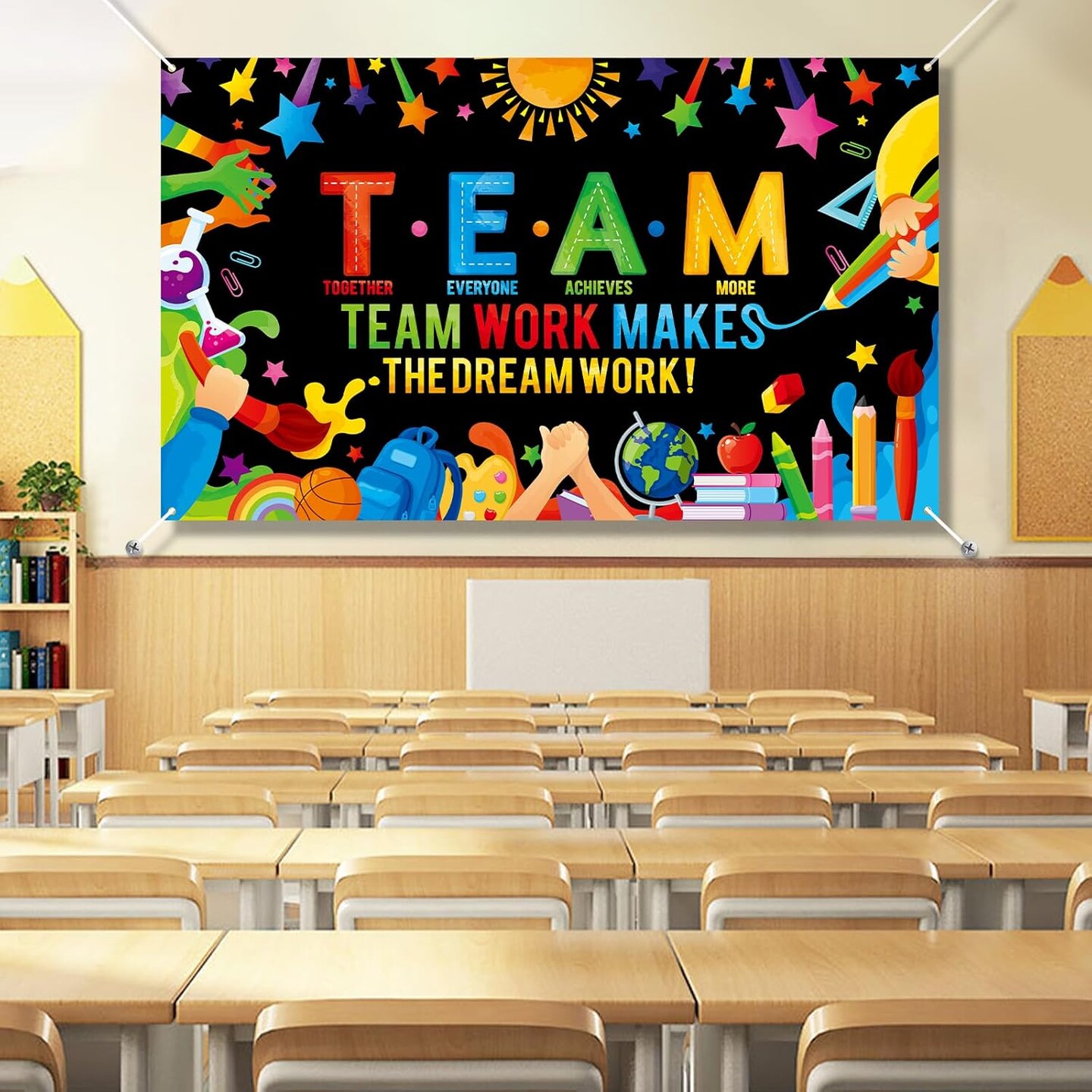 Motivational Classroom Banner Back To School Backdrop Decoration - Black