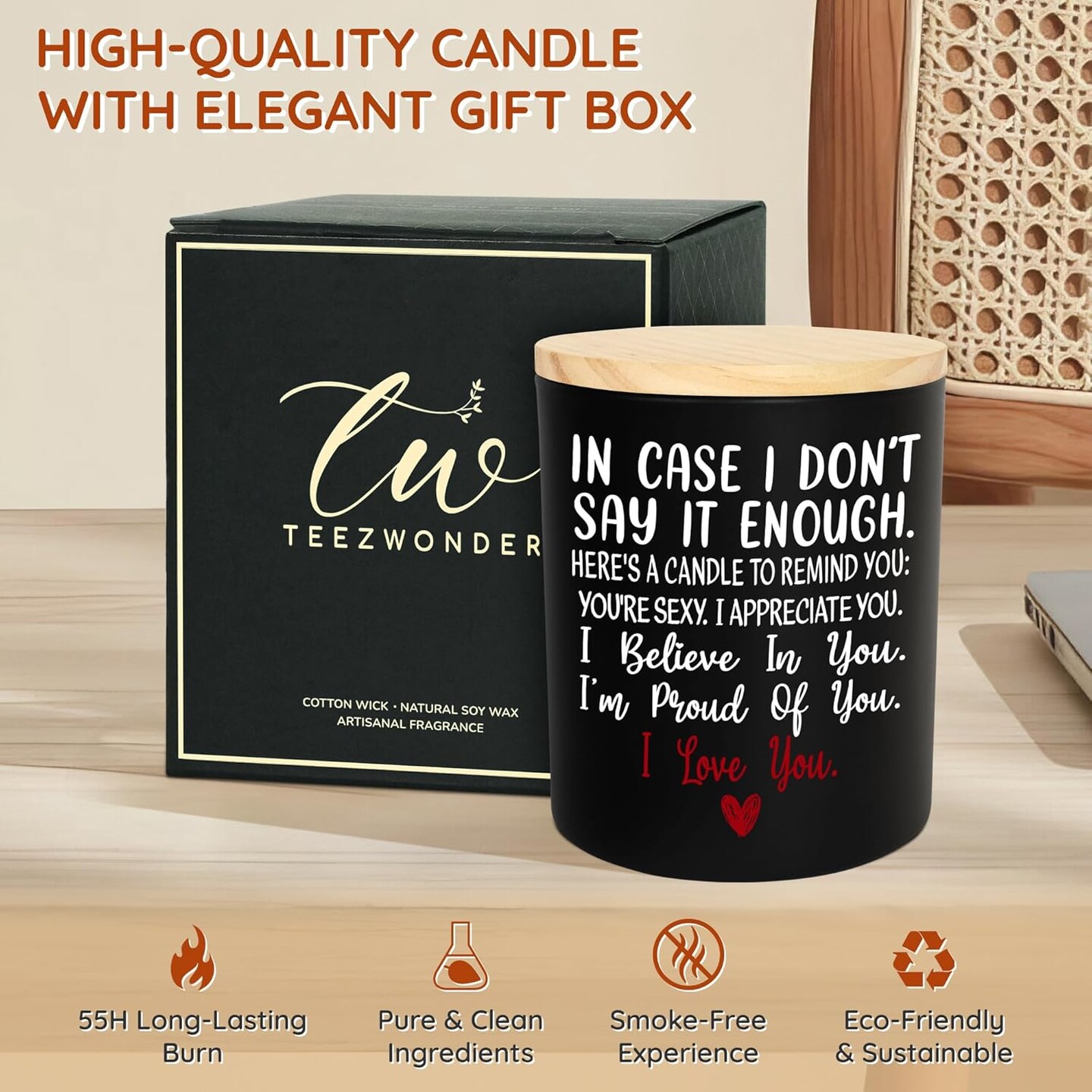 Long Lasting Vanilla Lavender Candle 10 Oz (Black - In Case) 3"W x 3.5"H