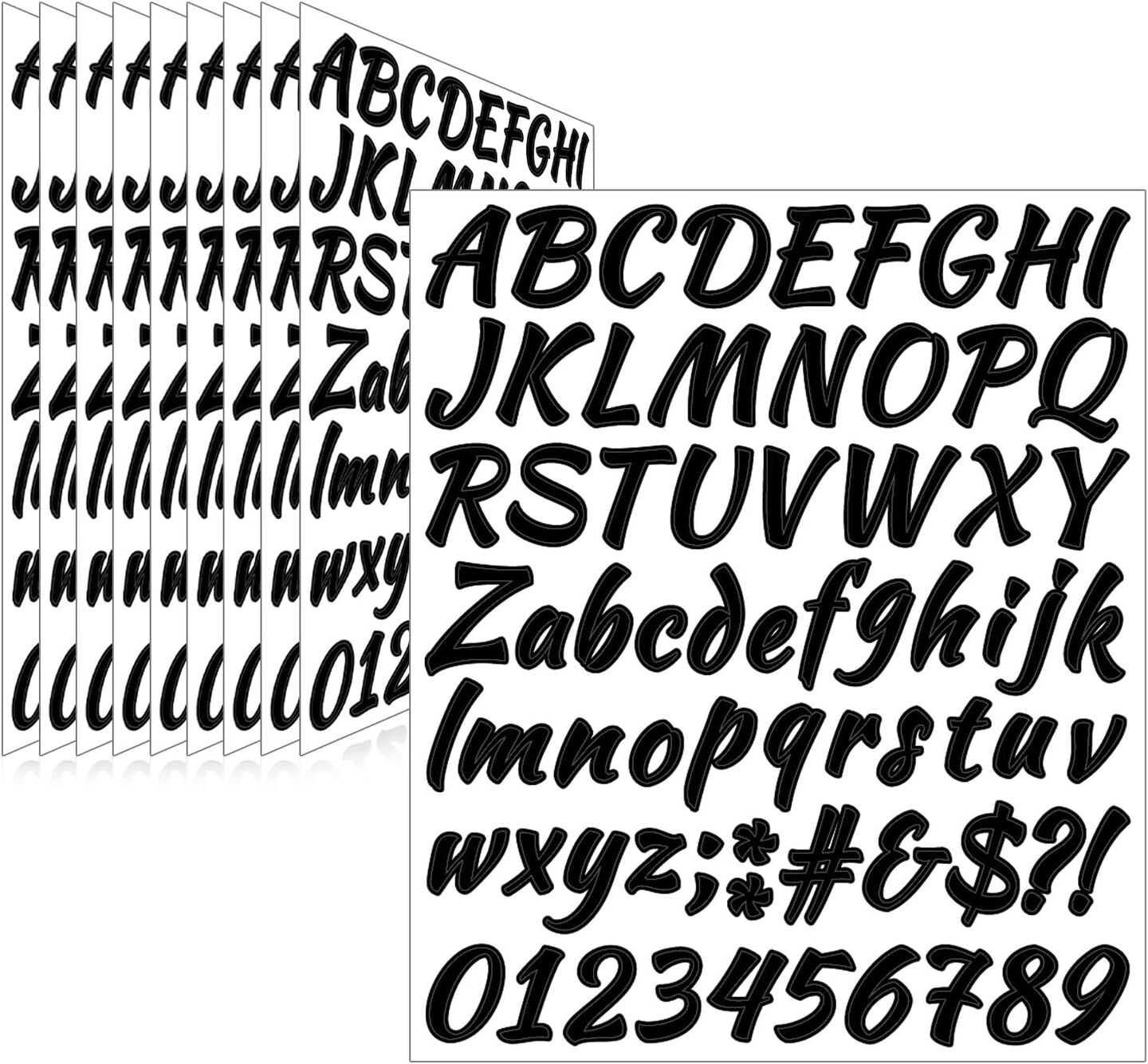 710 Pcs 10 Sheets Letter Stickers (Black) 9 x 7.6 x 0.2 inches