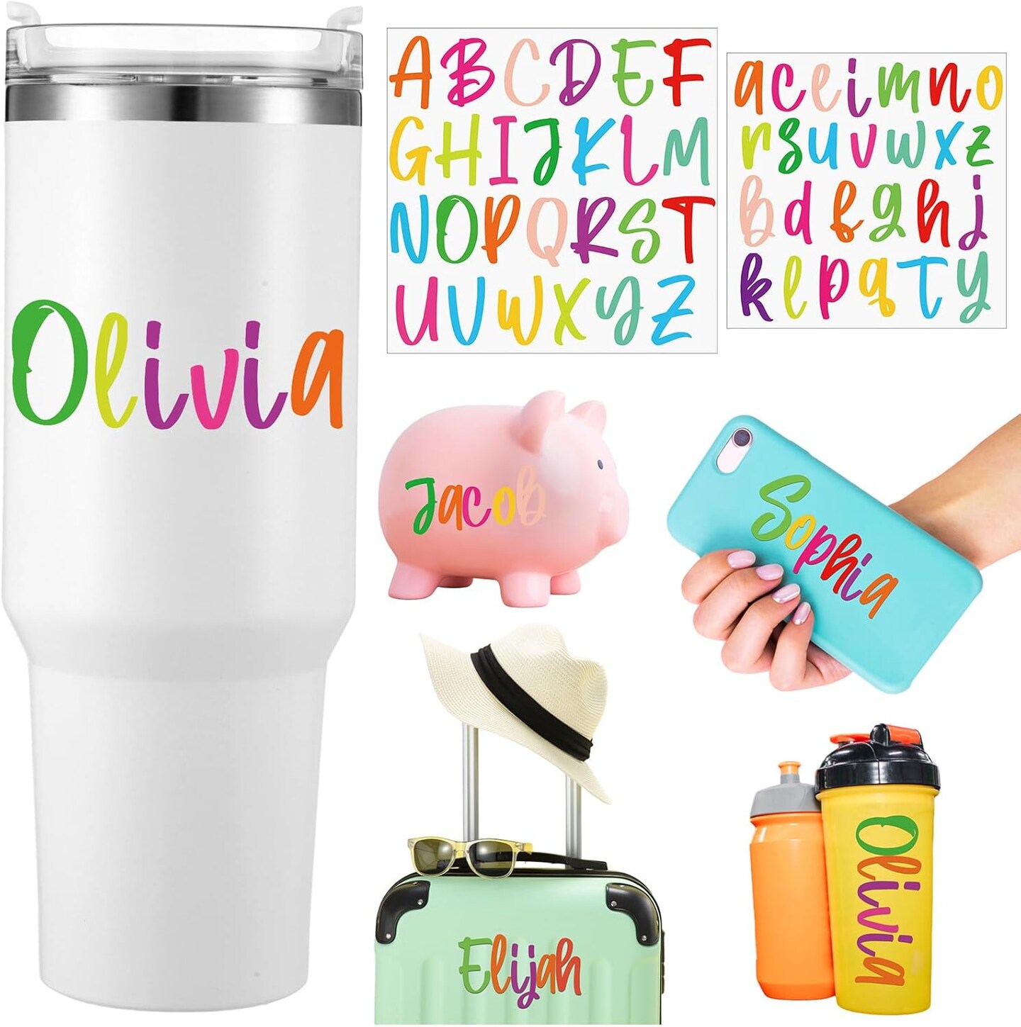6 Sheets UV DTF Cup Wrap Name Decals for Tumblers (Multicolor) 10.04 x 8.07 x 0.2 inches