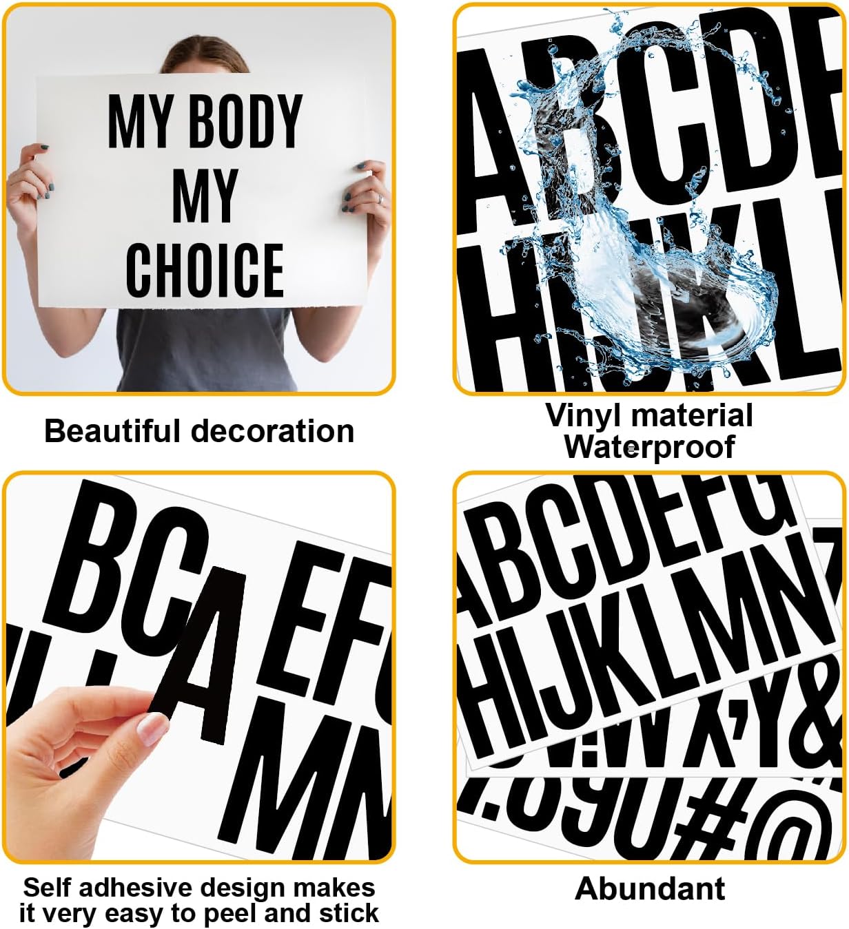 480 Pcs Waterproof 3" Vinyl Alphabet & Number Stickers (Black) 10 x 6.7 x 0.4 inches