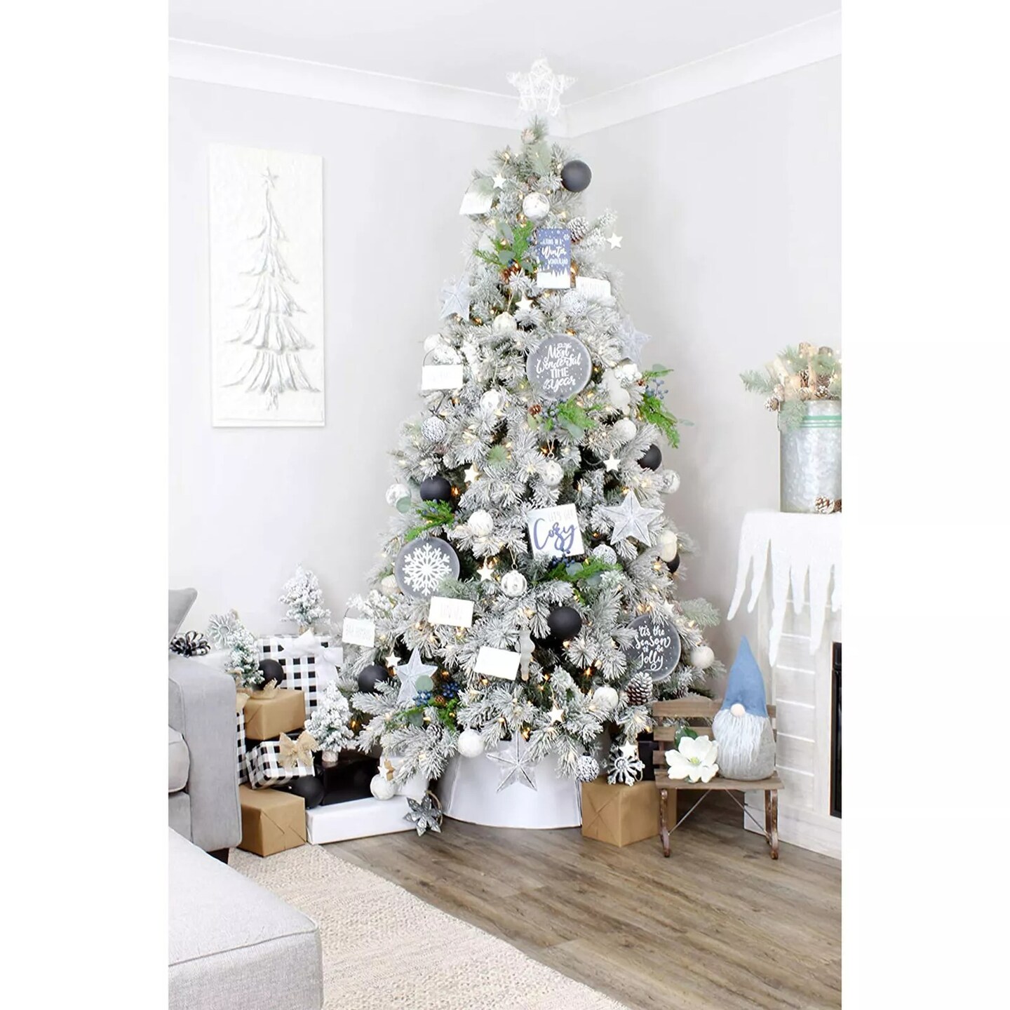 Reversible Christmas Winter Signs 2ct Rustic Galvanized Frame Decor