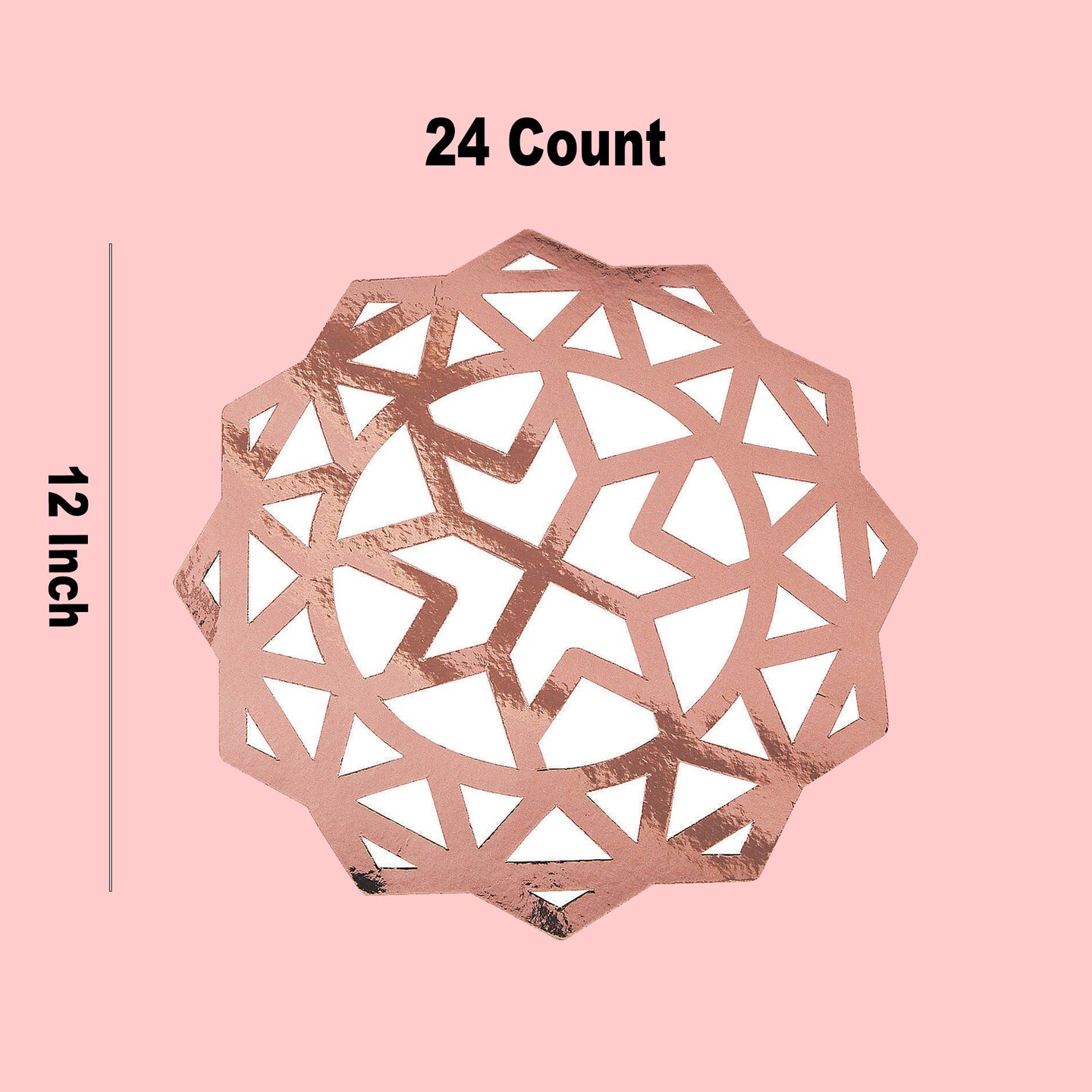 24 Count Rose Gold Foil Charger Placemats Disposable Elegant Wedding Reception Tables 12 Inch