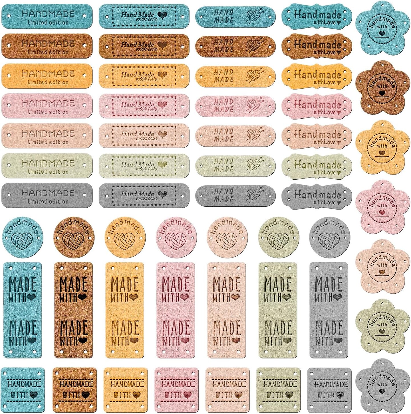 56 pcs Handmade Leather Labels for Crochet (Multicolor) | Michaels