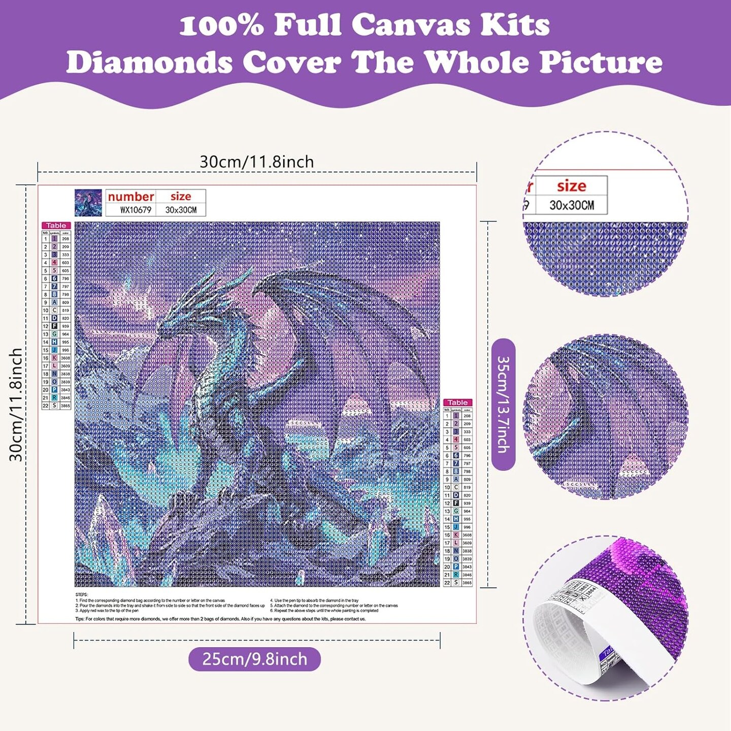 DIY Dragon 5D Diamond Painting Kits for Beginners - 12x12inch