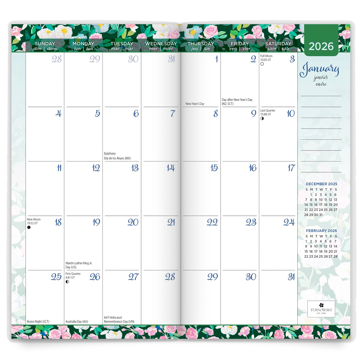 House of Turnowsky OFFICIAL | 2026-2027 3.5 x 6.5 Inch Two Year Monthly Pocket Planner Calendar | Foil Stamped Cover