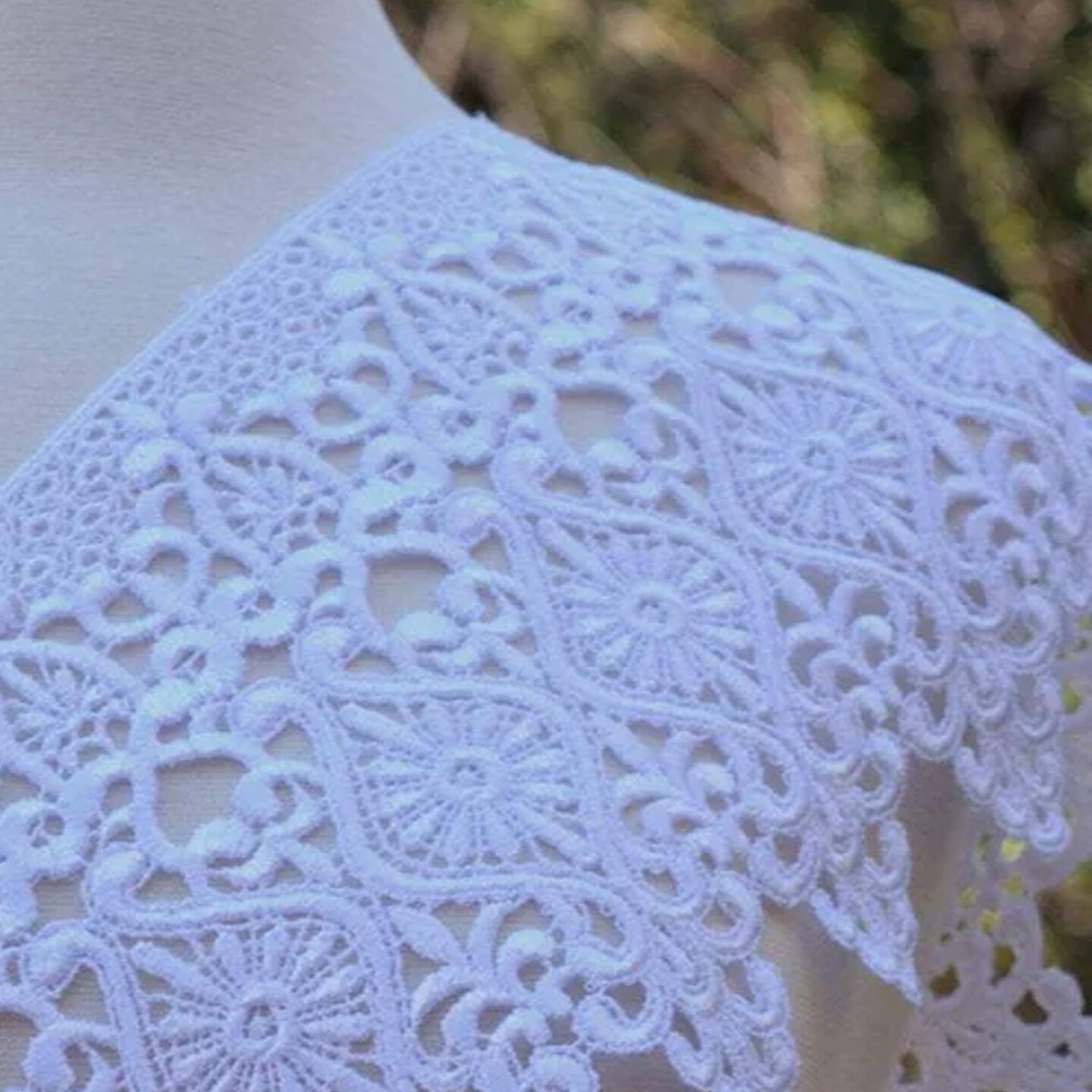 1 Yard 7 Inch Gabi’s Ultra Wide White Polyester Venice Lace Trim with Intricate Groundwork