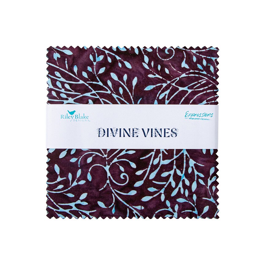 Expressions Batiks 5&#x22; Square Pack (Charm Pack / 5&#x22; Stacker) in Divine Vines by Riley Blake Designs for Riley Blake (5-23304-42)