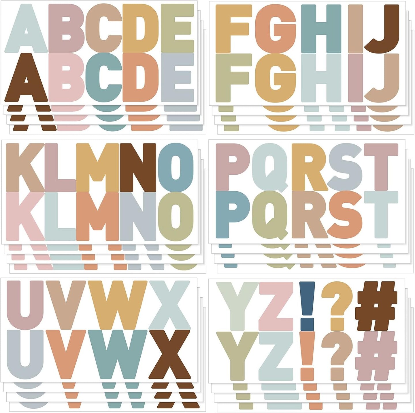 232Pcs Boho Alphabet Letter Stickers, 2.5 Inch Large Self-Adhesive Letters, 24 Sheets of Decorative PVC Decals for Bulletin Boards, Classroom Windows & DIY Crafts