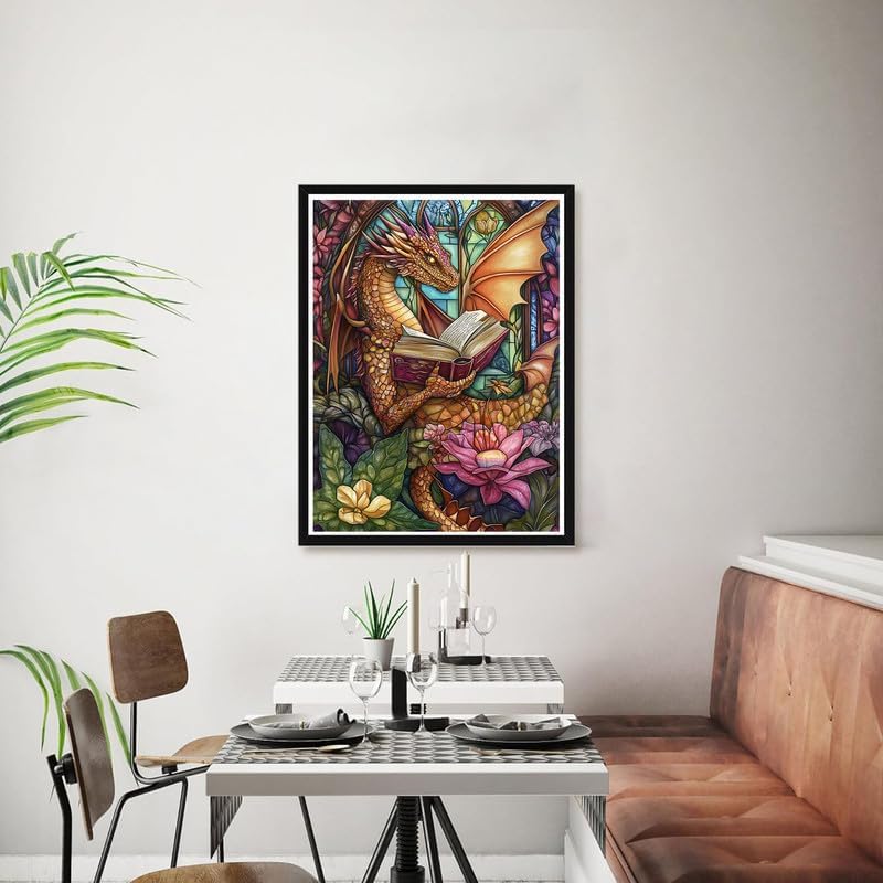 5D Dragon Reading Diamond Painting Kit (-Dragon reading) 4.72 x 2.36 x 0.2 inches