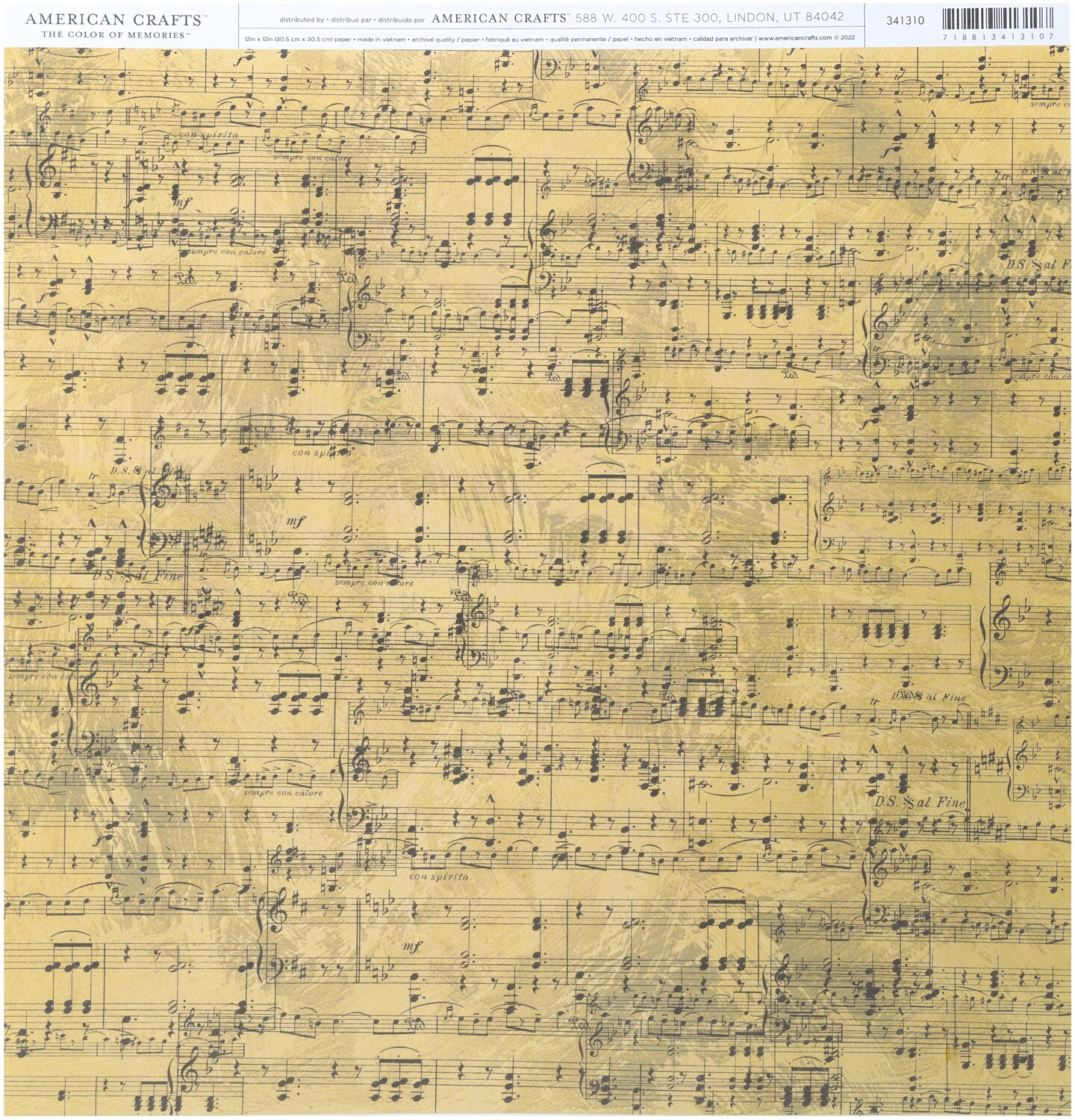 American Crafts Everyday Single-Sided Cardstock 12&#x22;X12&#x22;-Music