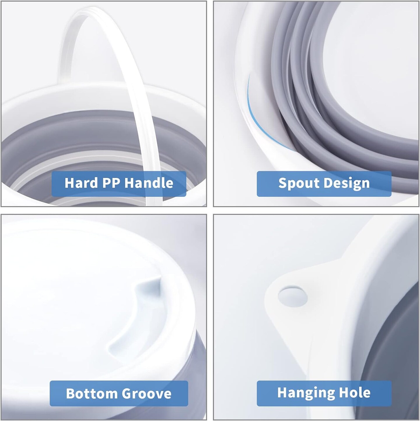 Bucket Folding Foldable Portable - Gray
