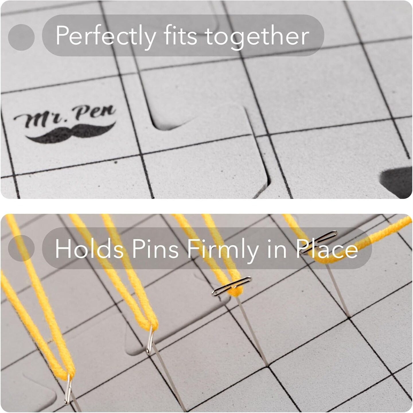 Interlocking Blocking Mats 12”x12” – 4-Pack with 50 T-Pins, Knitting & Crochet Blocking Board for Crochet and Knit Projects