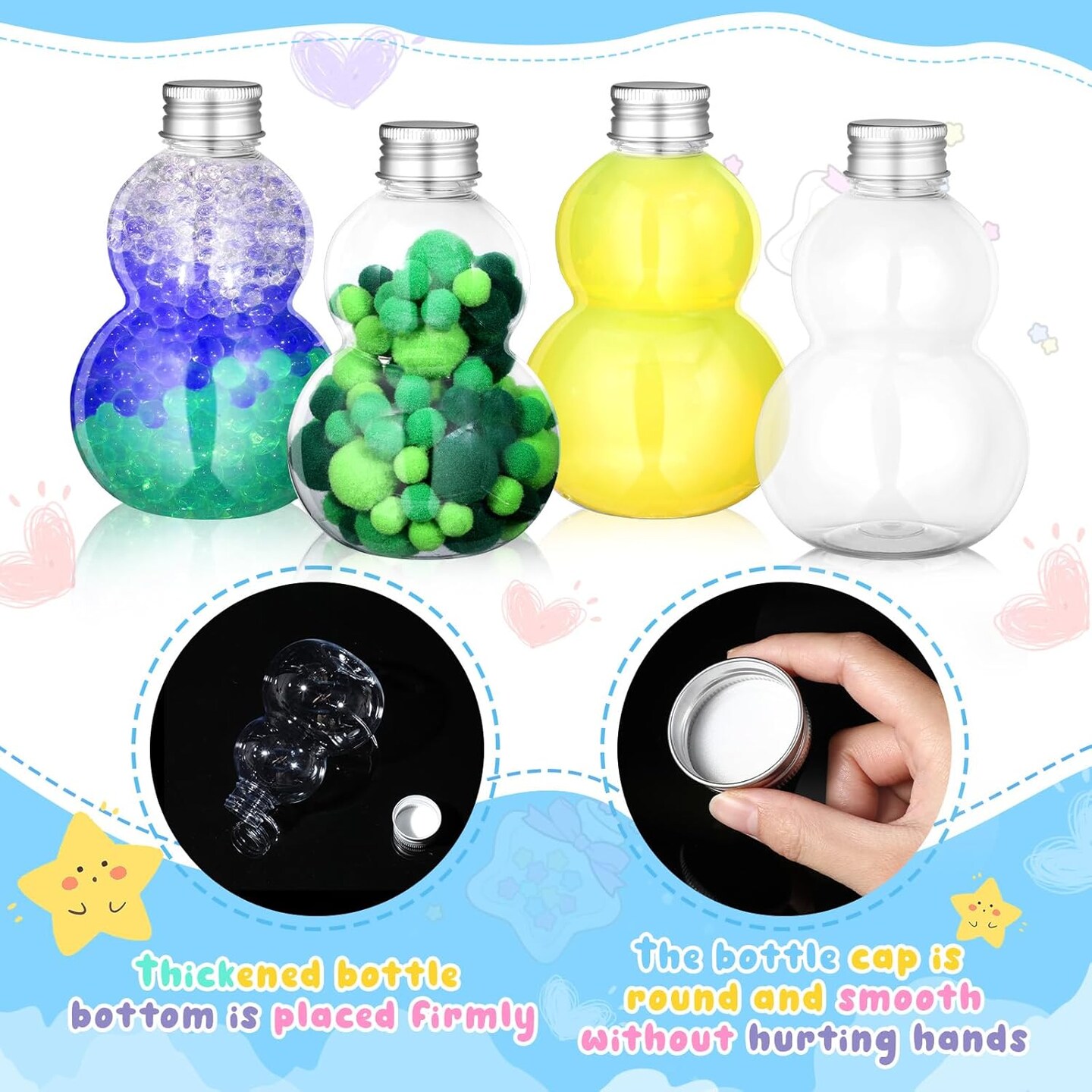 24 Pcs Empty Plastic Sensory Bottles with Aluminium Lids