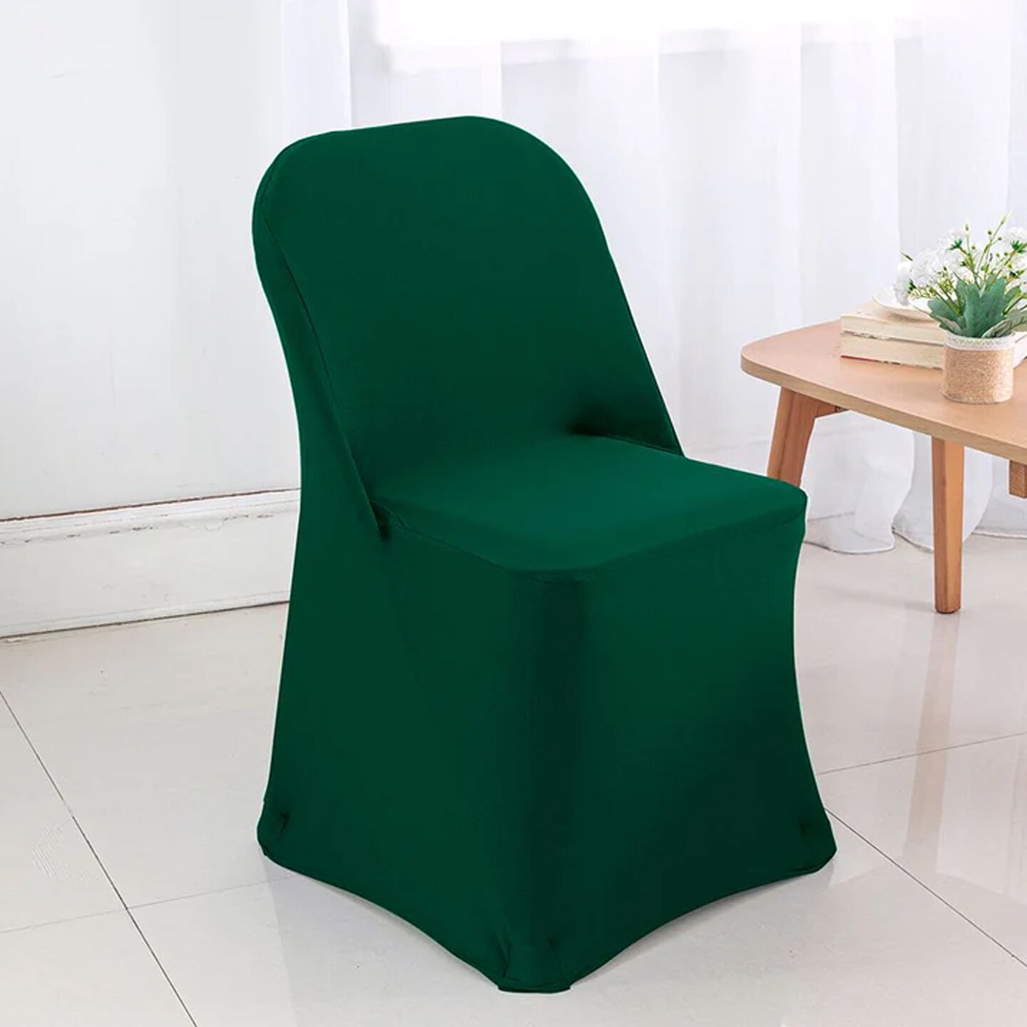 1 Piece Hunter Green or Holly Green Stretch Spandex Chair Cover for Elegant Folding Seating