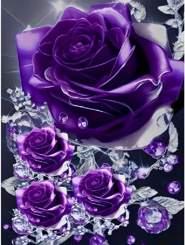 Purple Rose Diamond Painting Kits for Adults (Flowers) 12 x 16 inches