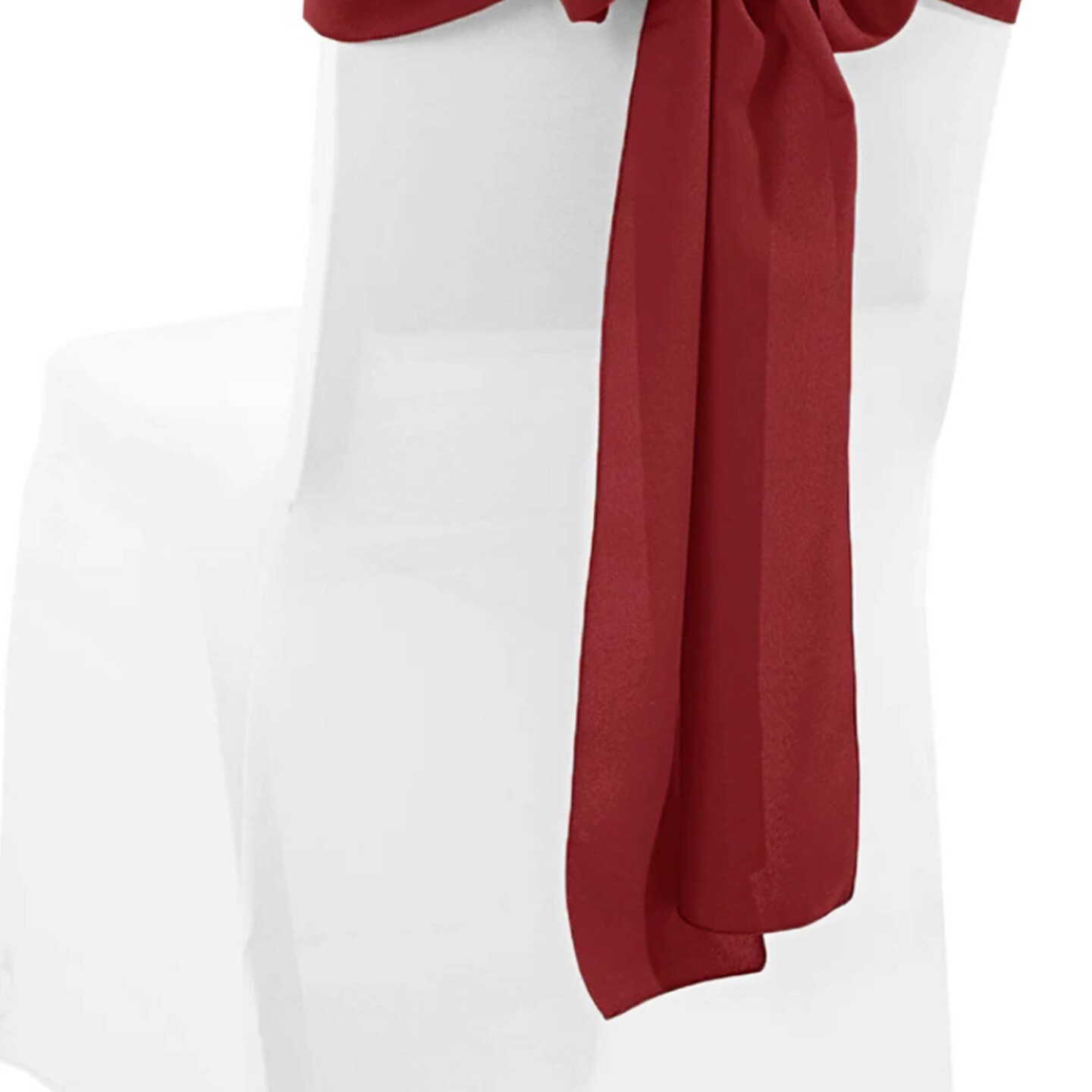 10 Pieces Burgundy Luxurious 8&#x22;x108&#x22; Polyester Chair Sashes Wrinkle Resistant Event Decor