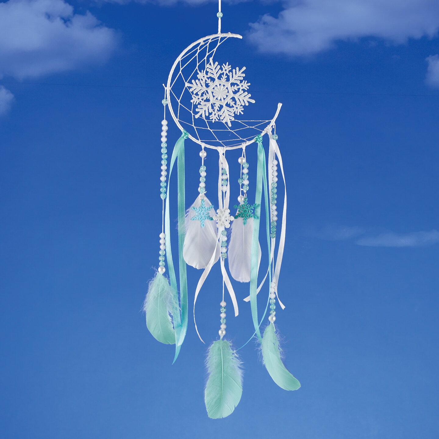Collections Etc Beautiful Snowflake Feather Hanging Dreamcatcher