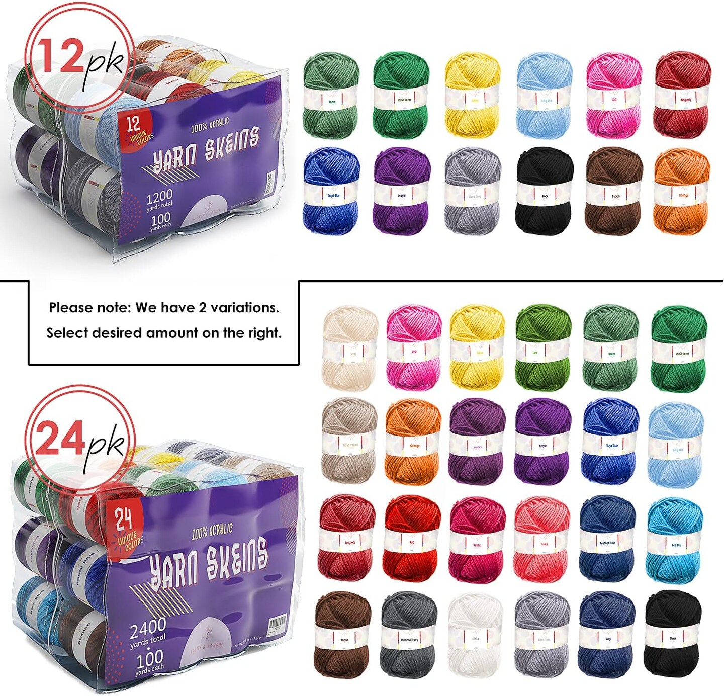 2400 Yards Crochet Yarn for Crocheting and Knitting Yarn (Colorful)