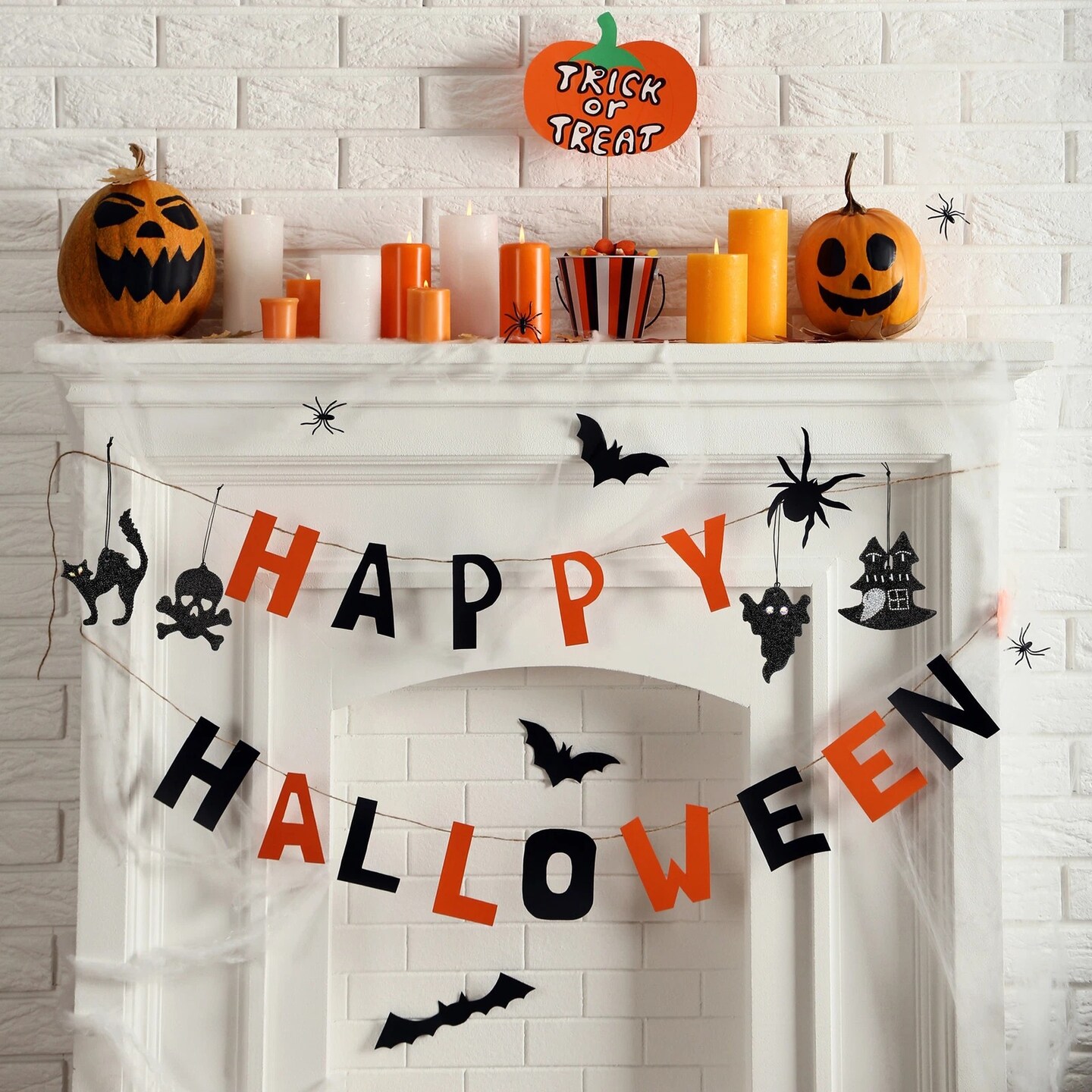 Black Beaded Halloween Ornaments 5ct Reversible Tree Decor Set