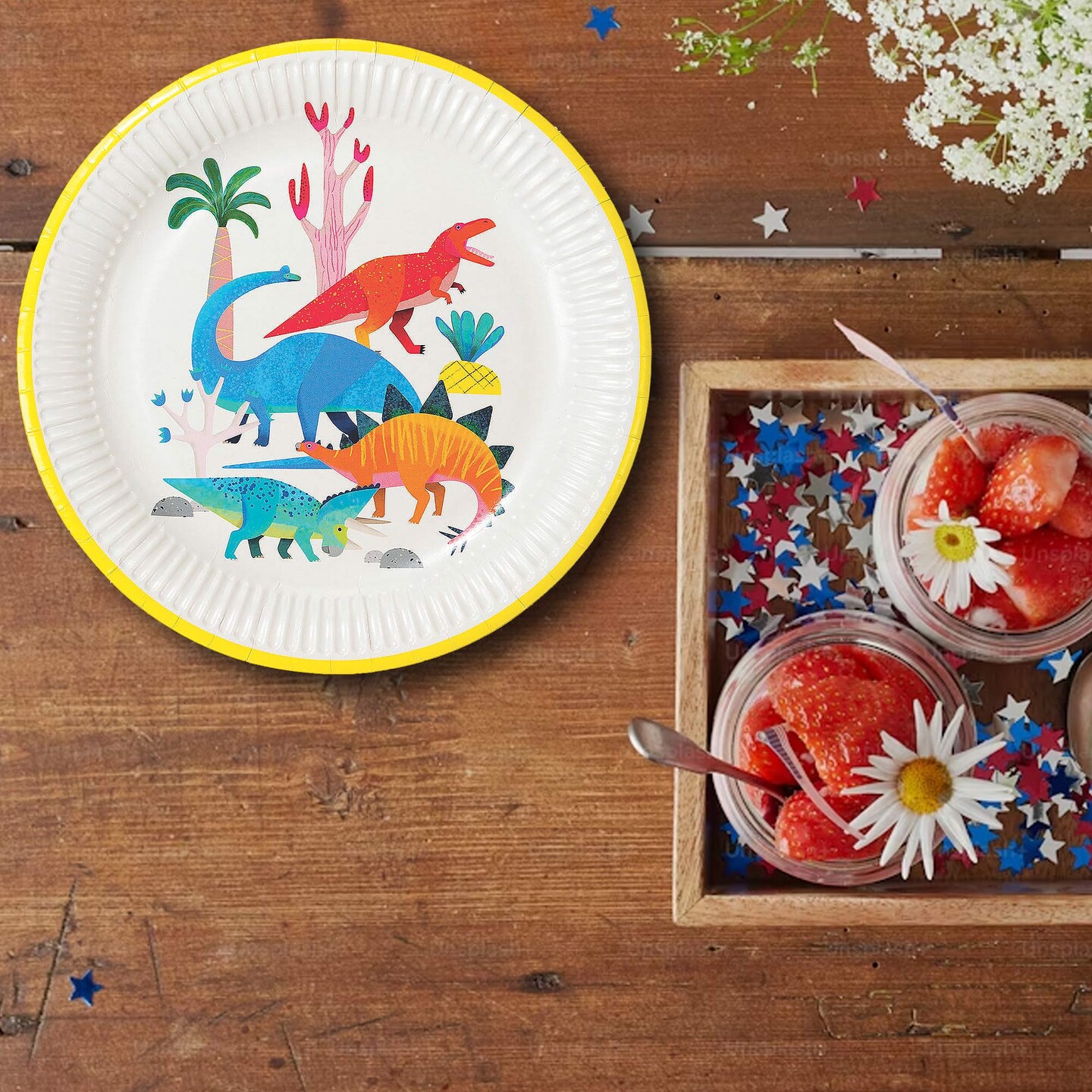 8 Count Bright Dinosaur Party Paper Dinner Plates Pastel Designs 10 Inch