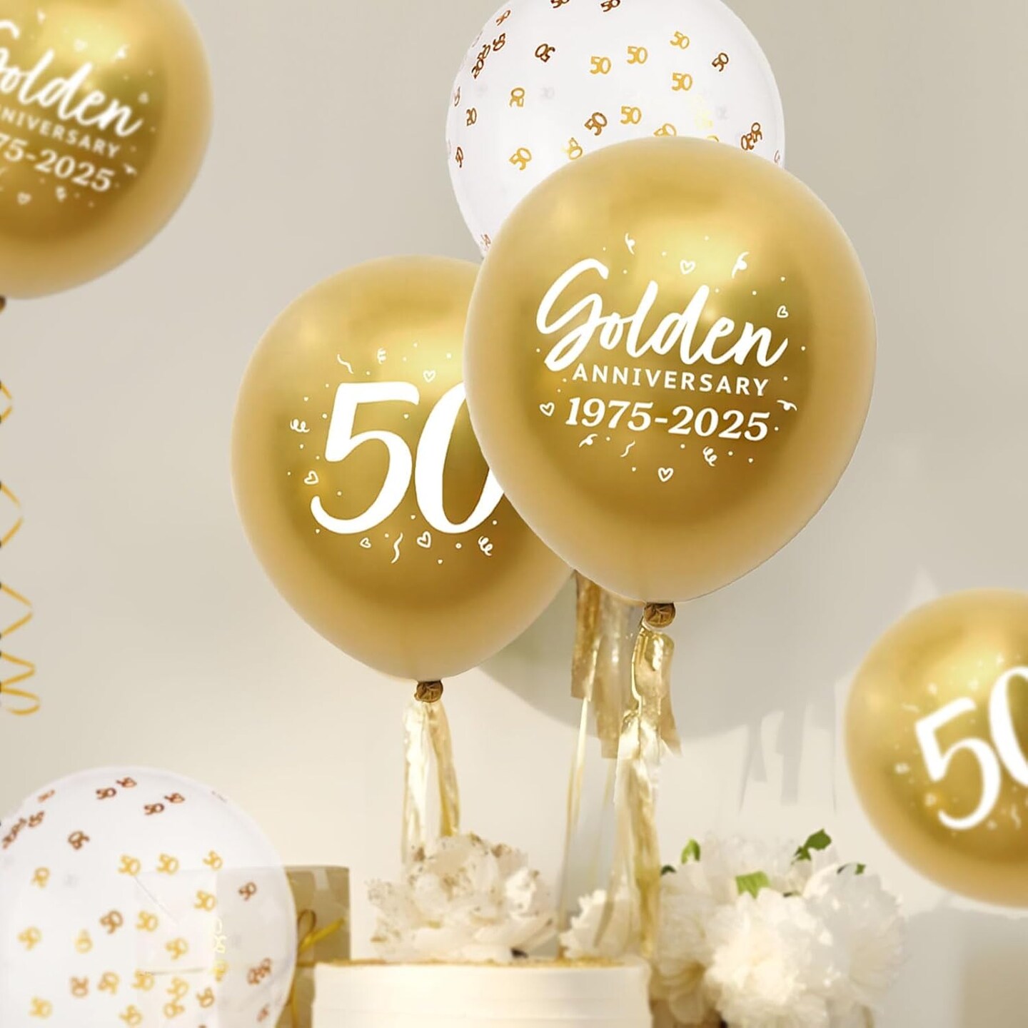 24pcs 50th Anniversary Decorations Balloons Gold 50th Wedding Anniversary