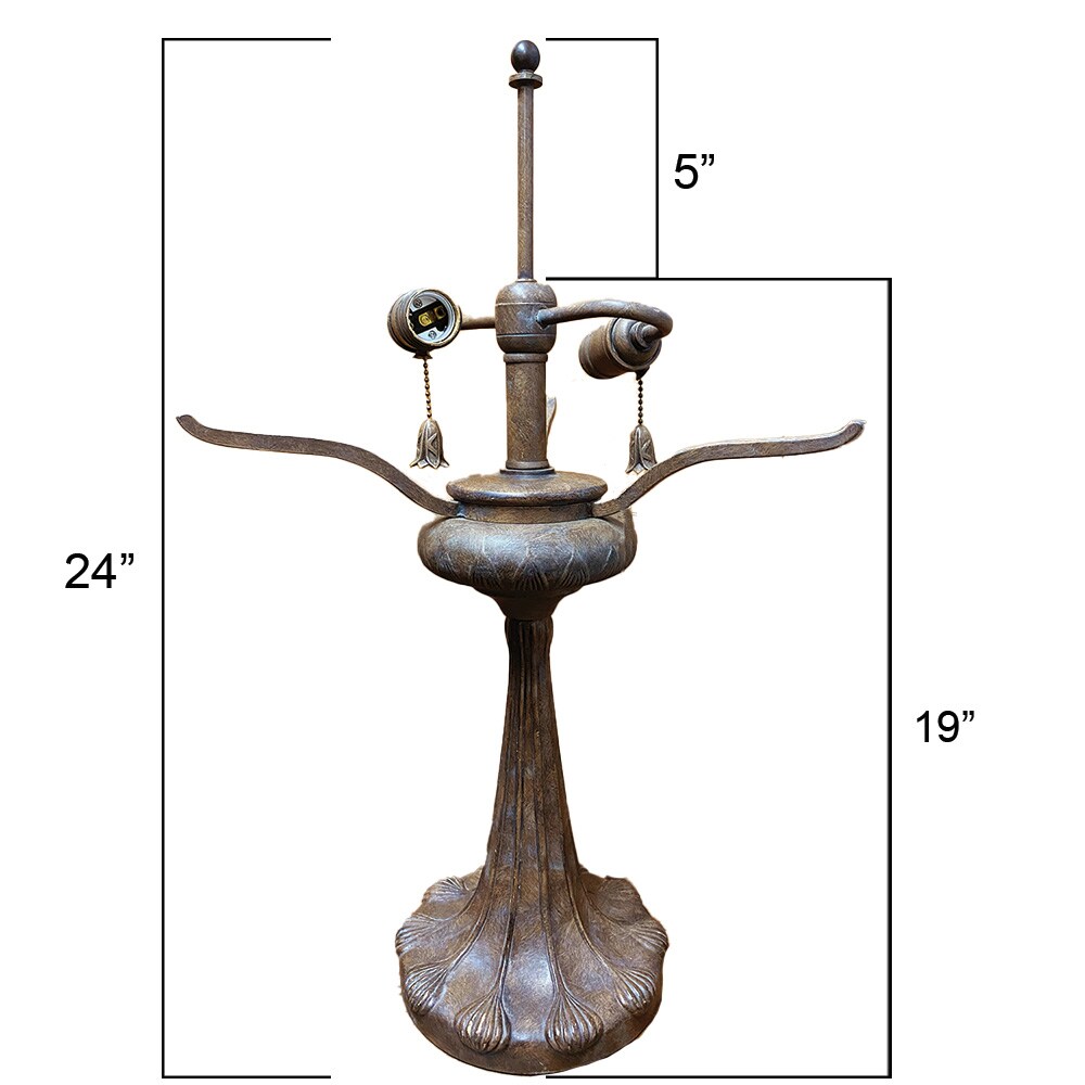 Tiffany Style Metal Lamp Base, Antique Light Bronze Finish, Nicely Weighted, 24" Tall - 2 Bases