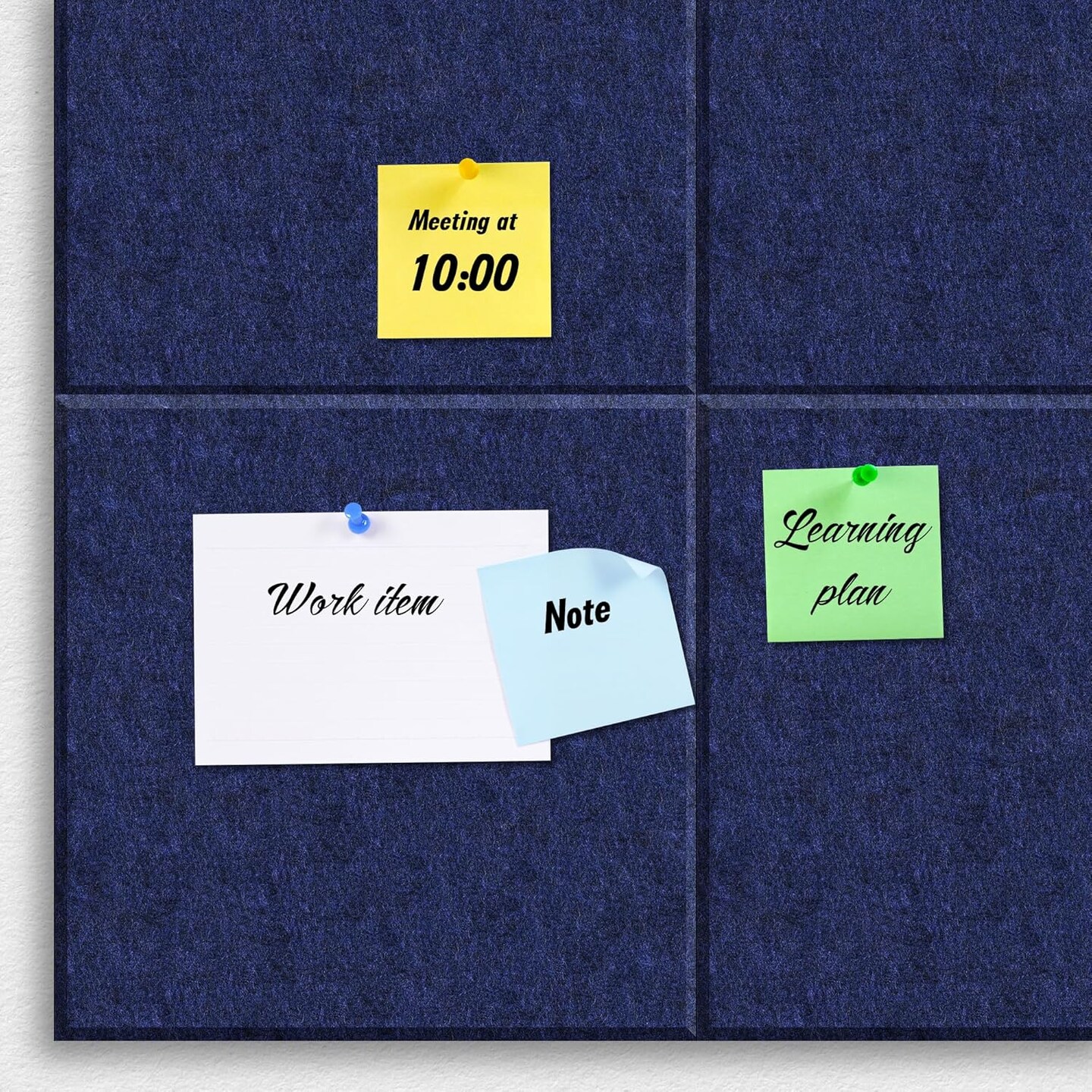 12 Pack Felt Wall Tiles for Office Wall Decor,Felt Bulletin Board Tiles (Dark Blue)