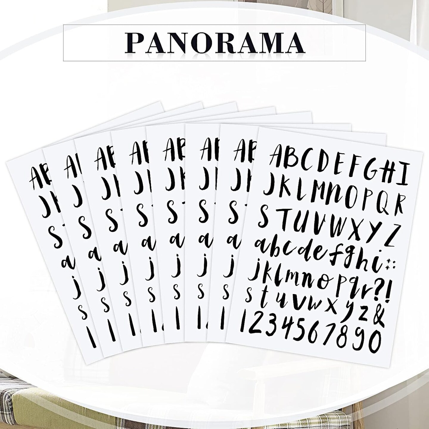 8 Sheets Vinyl Cursive Letter Alphabet Number Stickers