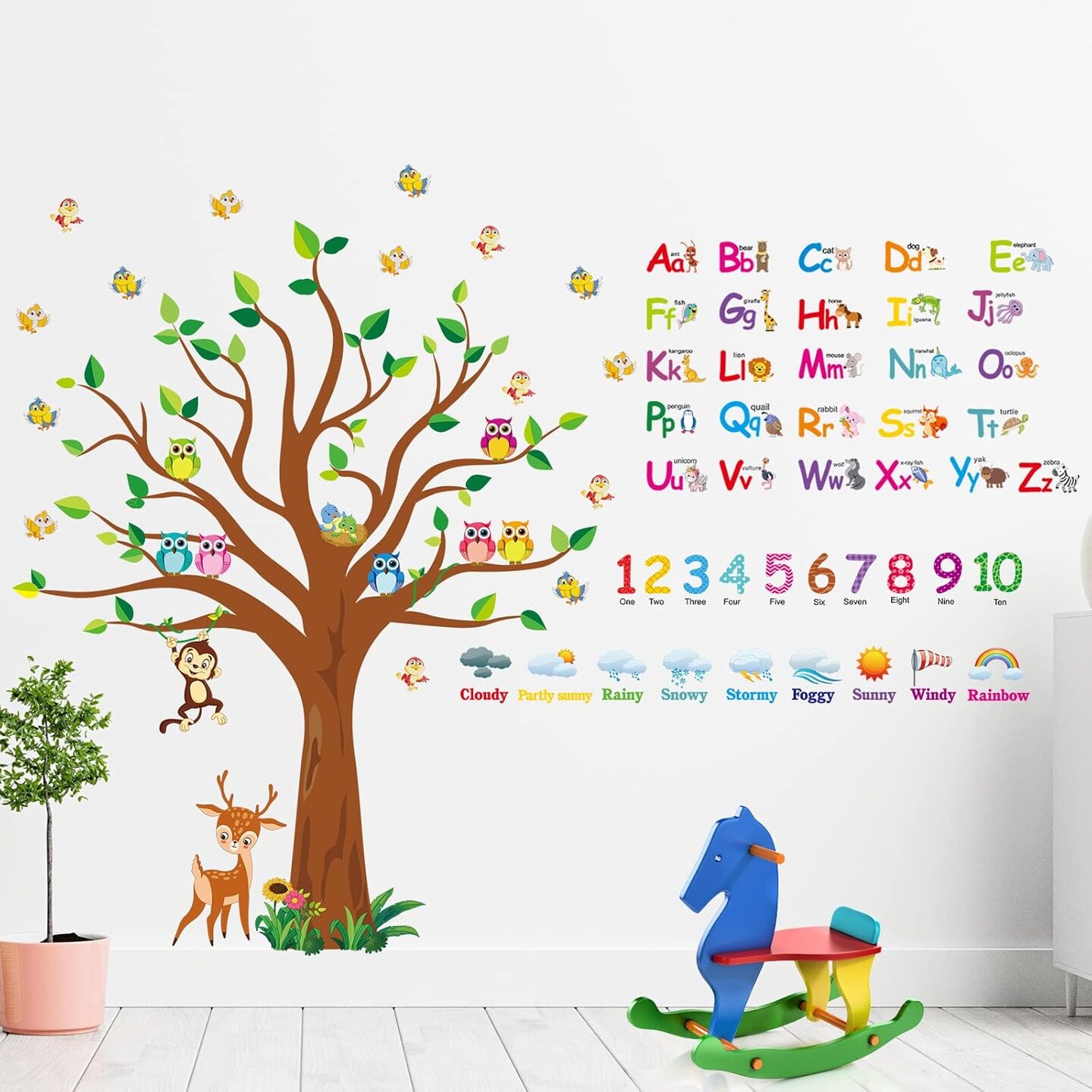 4 Sheets Number Wall Decals Numbers Learning Children Wall Decals (Assorted)
