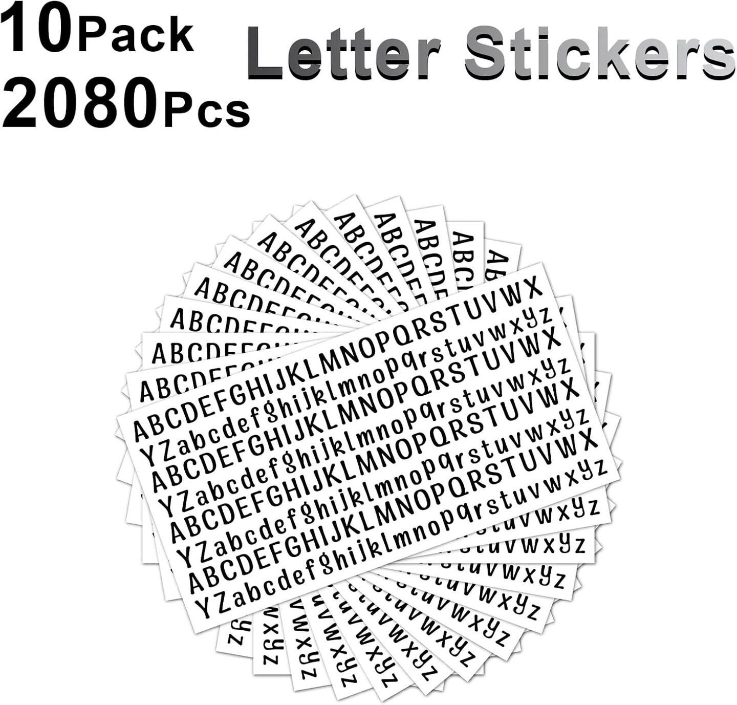 10 Sheet Small Letter Stickers, 1/2 Inch Self Adhesive Alphabet Stickers