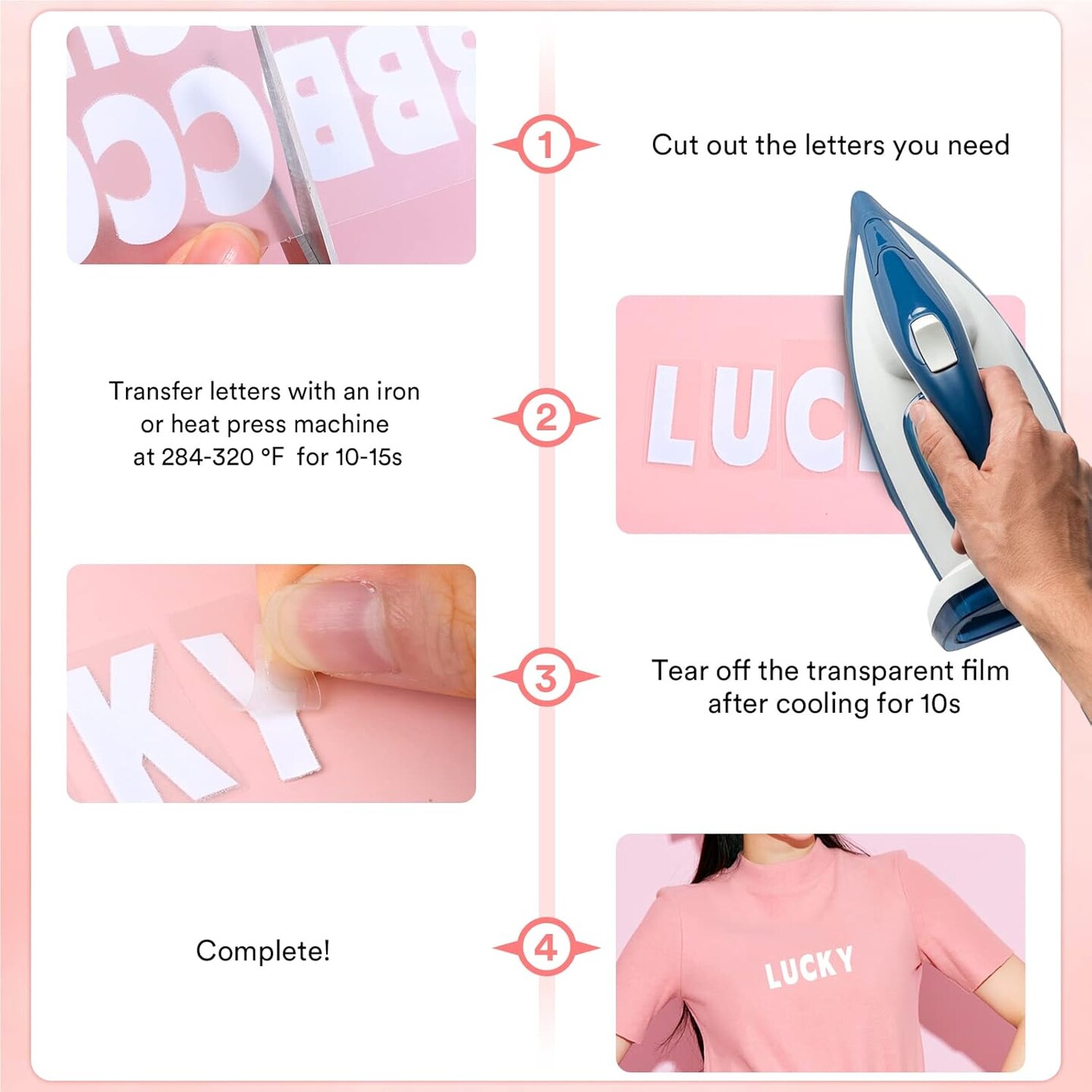 5 Sheets (830 PCS) Iron-On Letters & Numbers – 1 Inch Heat Transfer Vinyl for Clothing, DIY T-Shirt Printing, PU Alphabet Stickers A-Z & 0-9, White