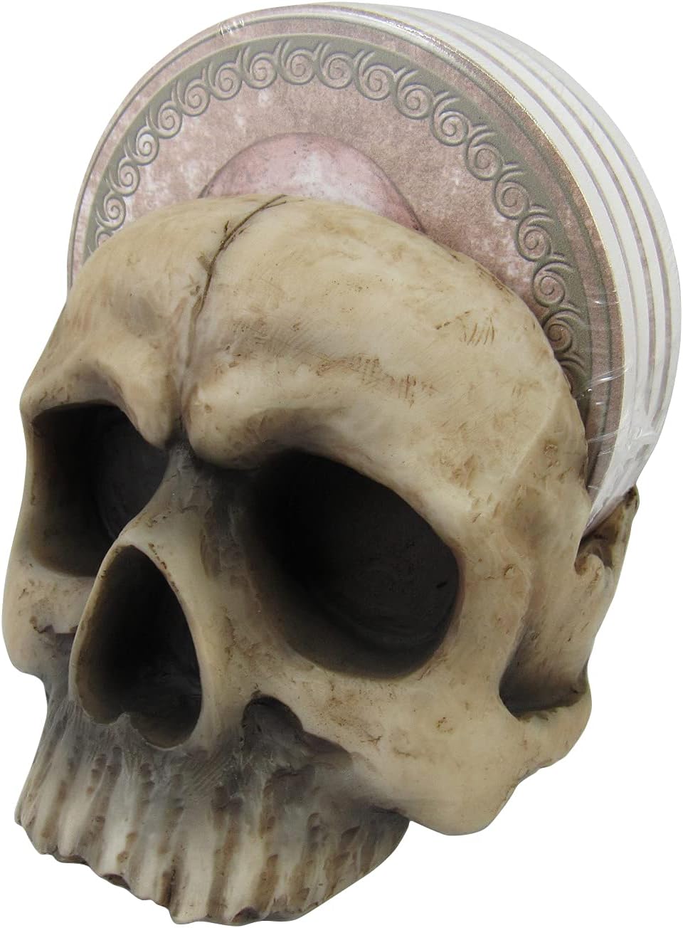 4 Piece Decorative Skull Holder with Drink Absorbent Coasters