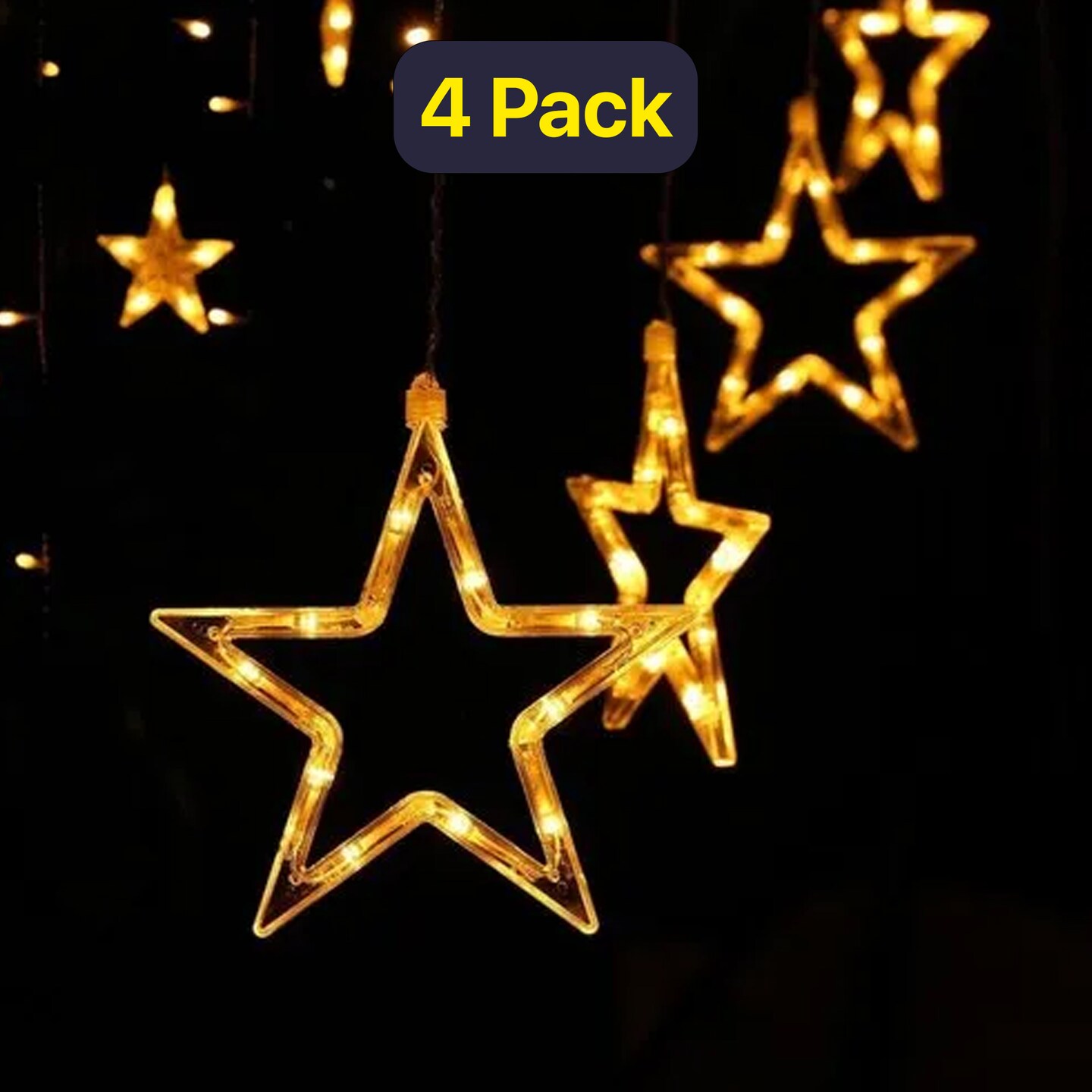 Warm White 138 LED Star String Curtain — Cozy Indoor & Outdoor Decor
