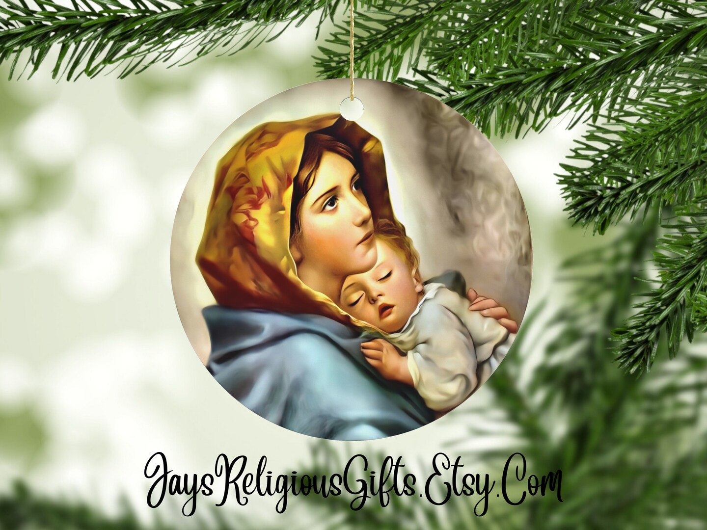 Madonna of the Streets Metal Christmas Ornament Catholic