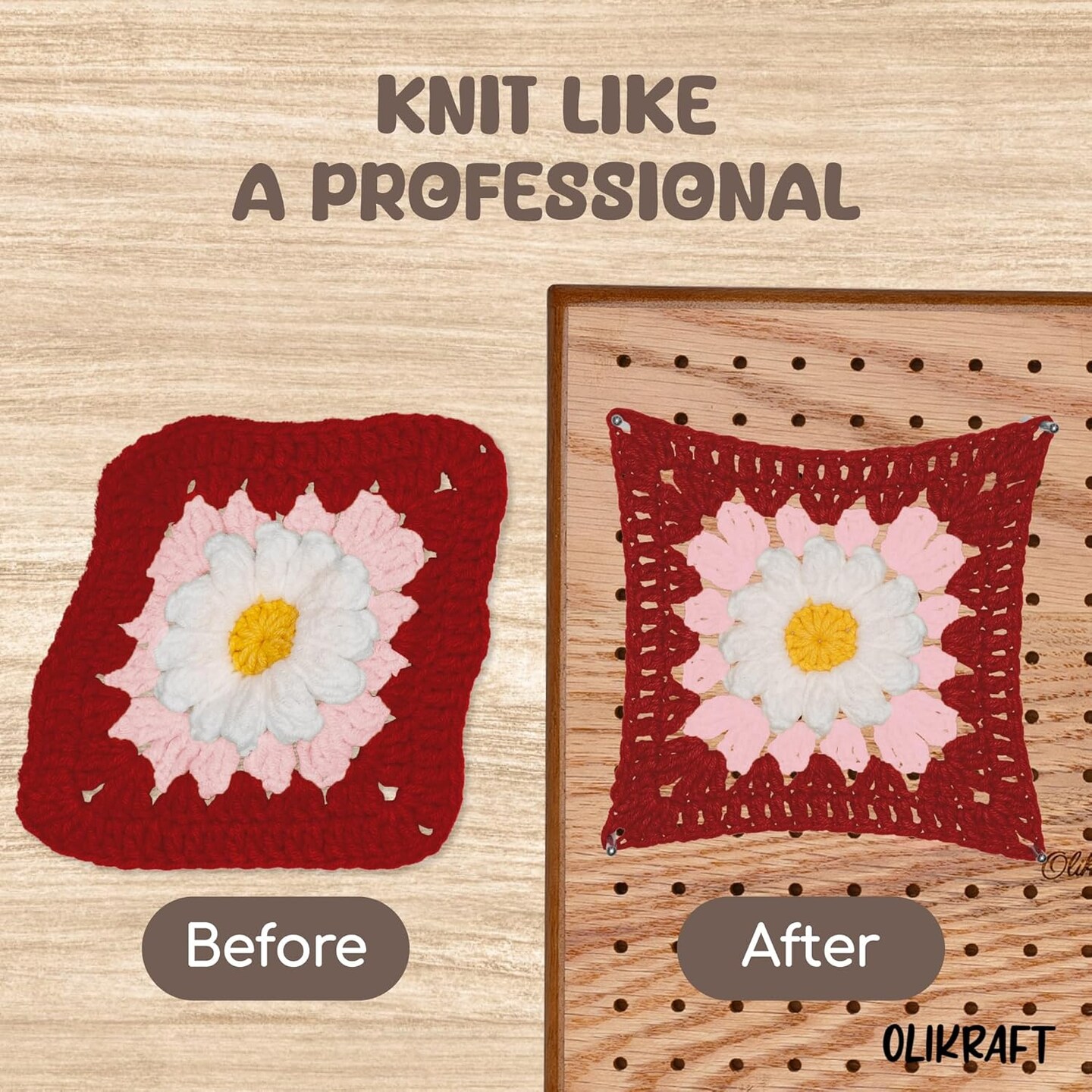 Crochet Blocking Board with Pegs 50 Pins