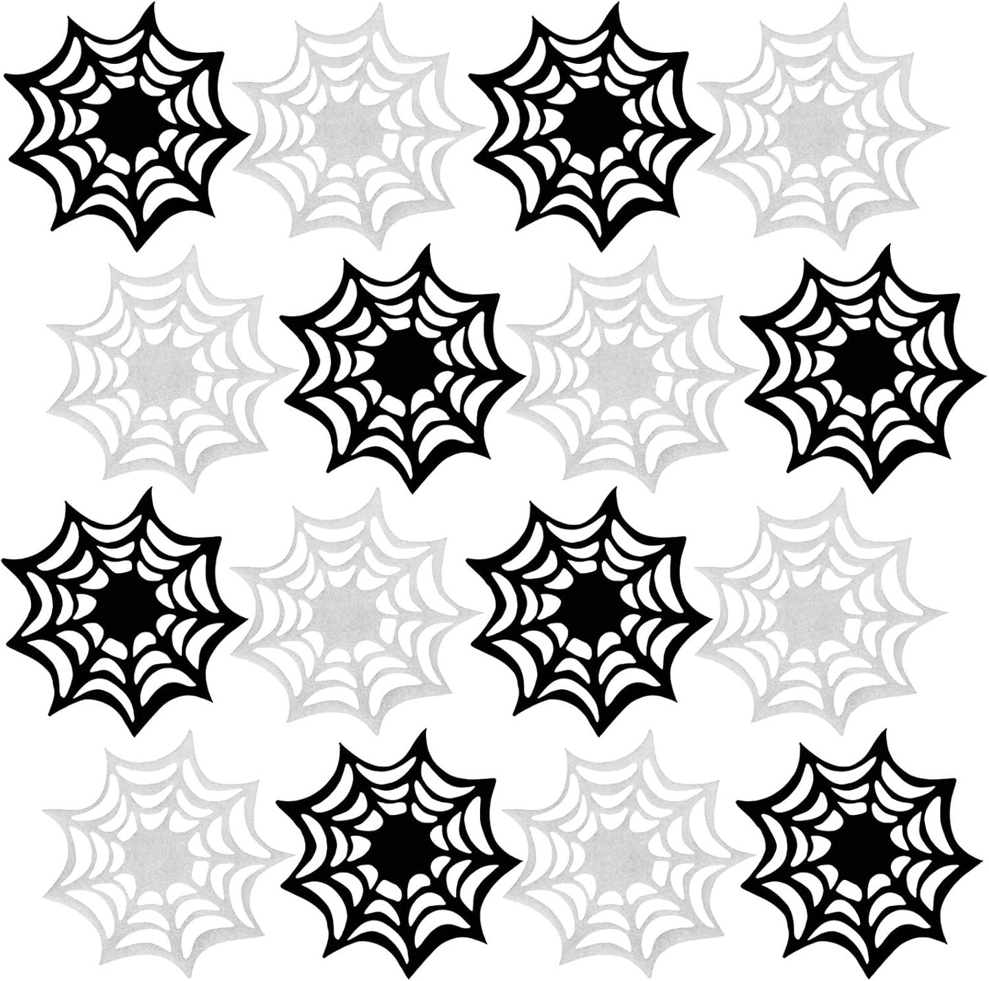 16 Pcs Felt Halloween Coasters - Black, White Spider Web