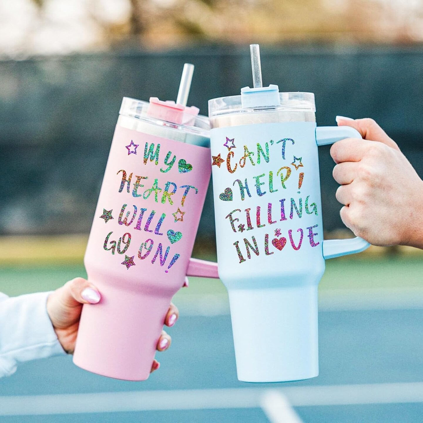 Vinyl Letter Stickers for Stanley Cups Waterproof (Glitter)7 x 7 x 0.5 inches