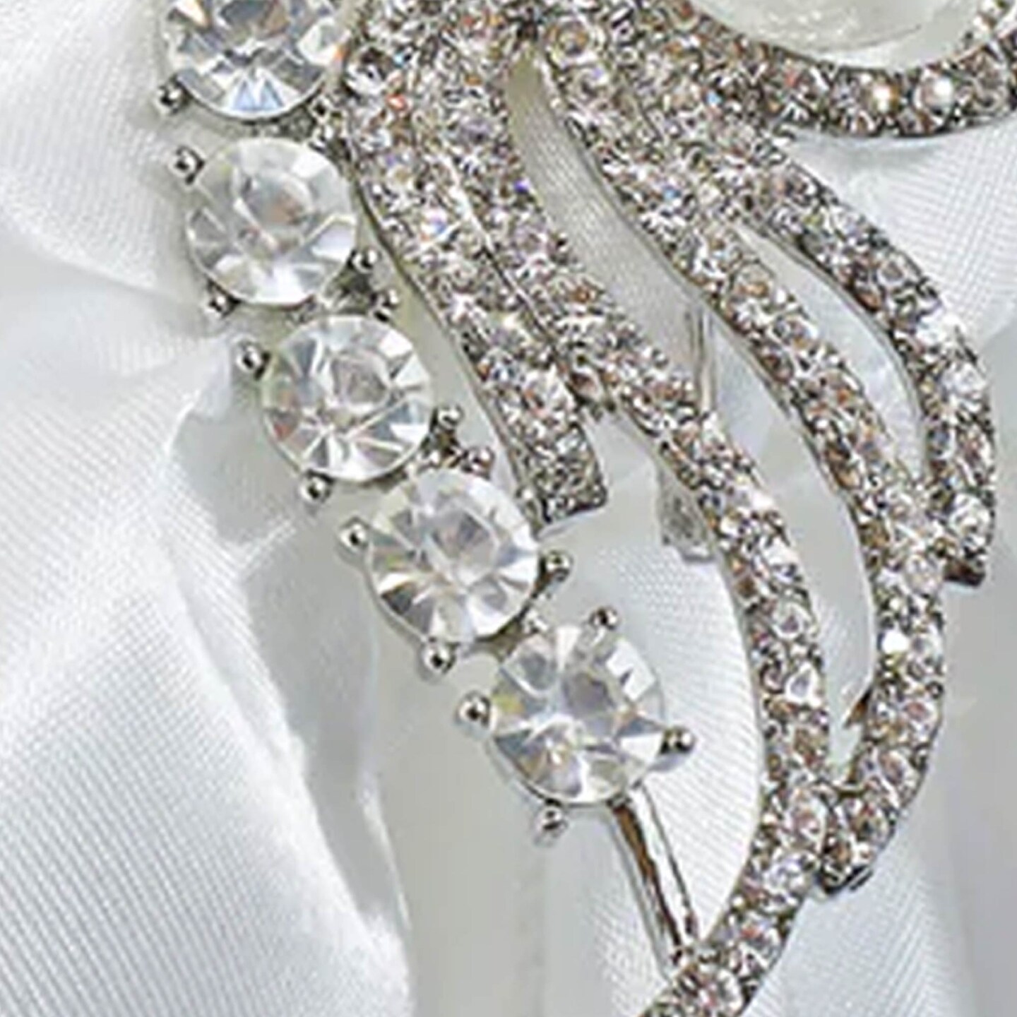 Swirl Pearl Rhinestone Chair Sash Buckle Silver Metal 2 Inch Width