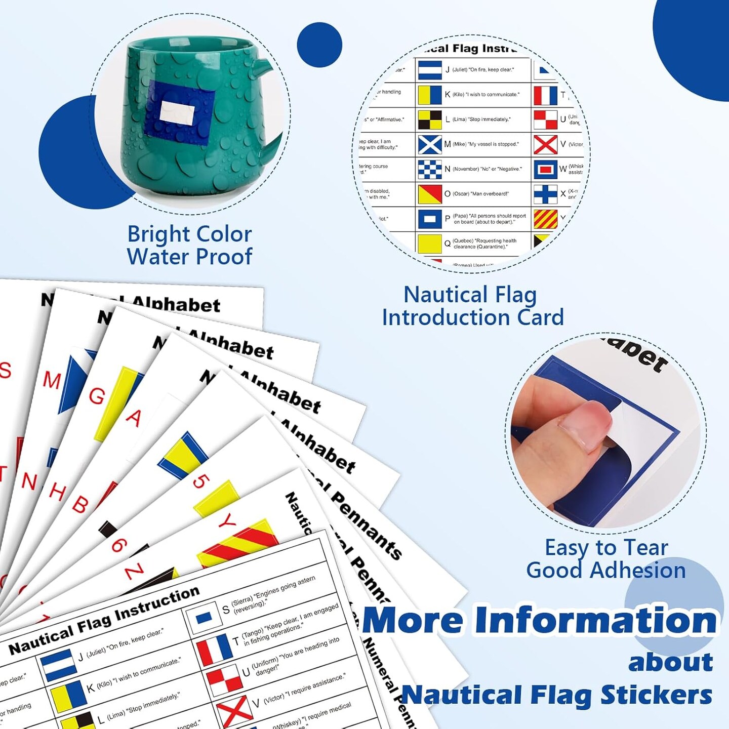 7 Pack Nautical Flag Stickers Set with Maritime Flag (Colorful) 9 x 7 x 0.7 inches