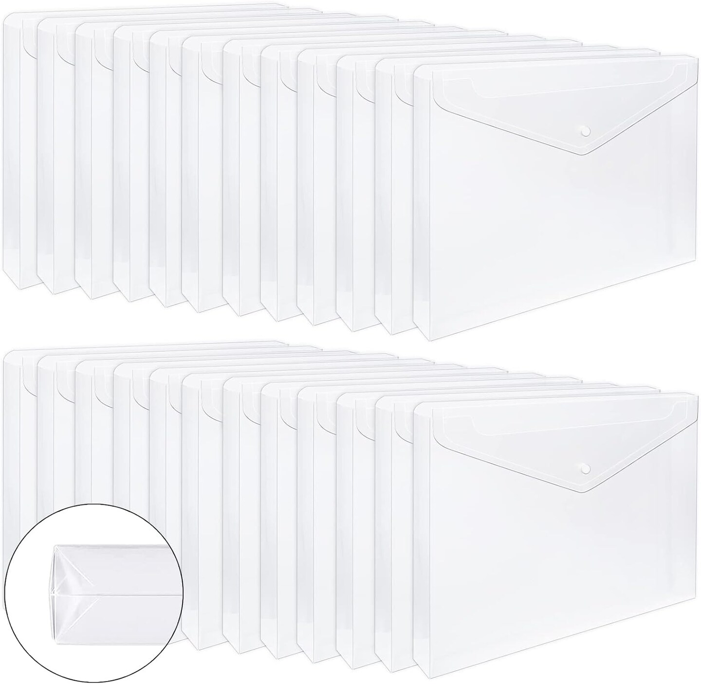 24pcs Clear Envelopes Expandable Folders for Documents (Transparent Color) 12.79 x 9.3 Inches