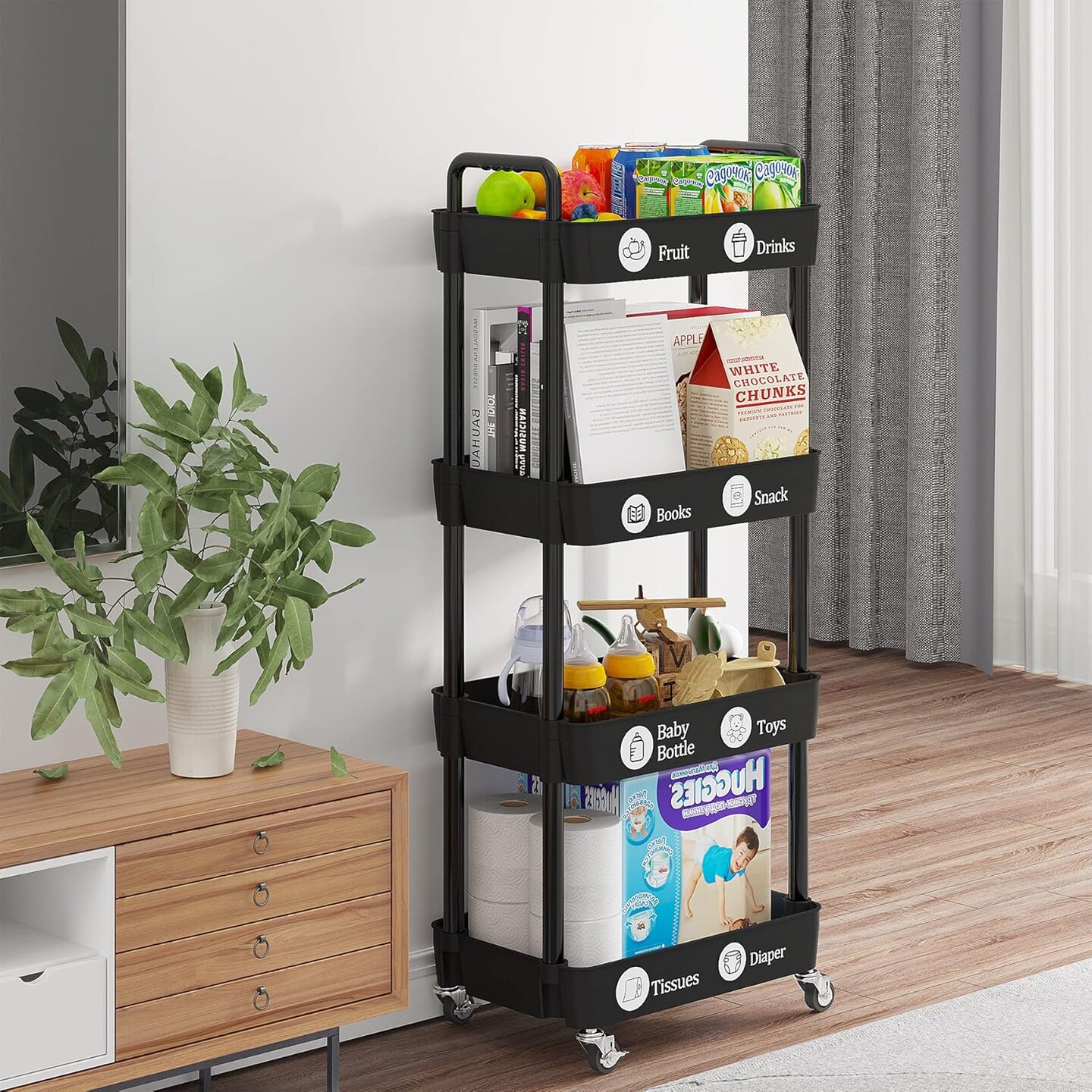 4-Tier Rolling Cart with Wheels